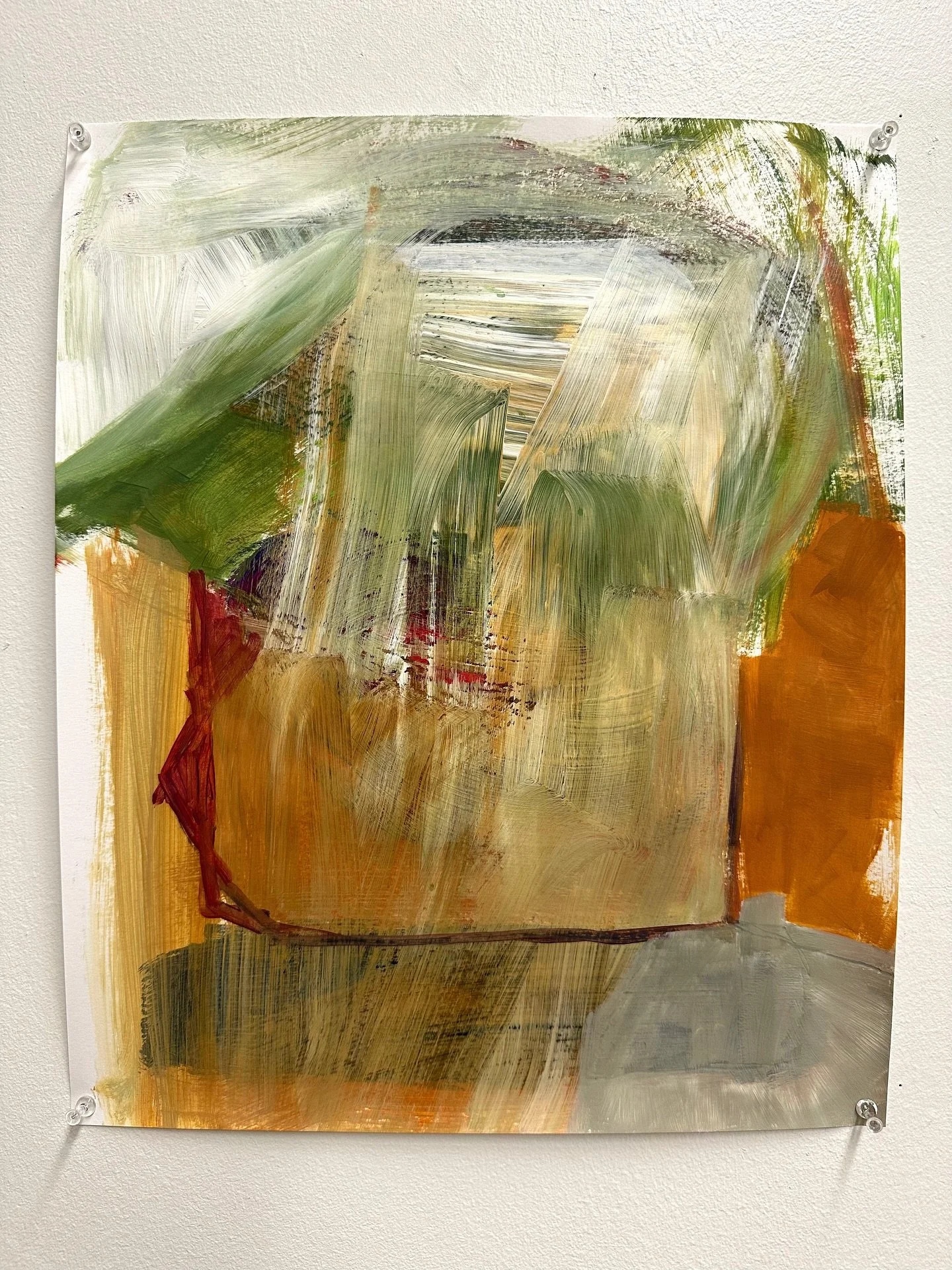 In this one I was using larger brushes ☺️ I like the broader shapes, the rush of the sweeping brushstrokes, and the little pops of color that peek through. This is completes the last trio, and leaves me with only twenty more small paintings to post ?