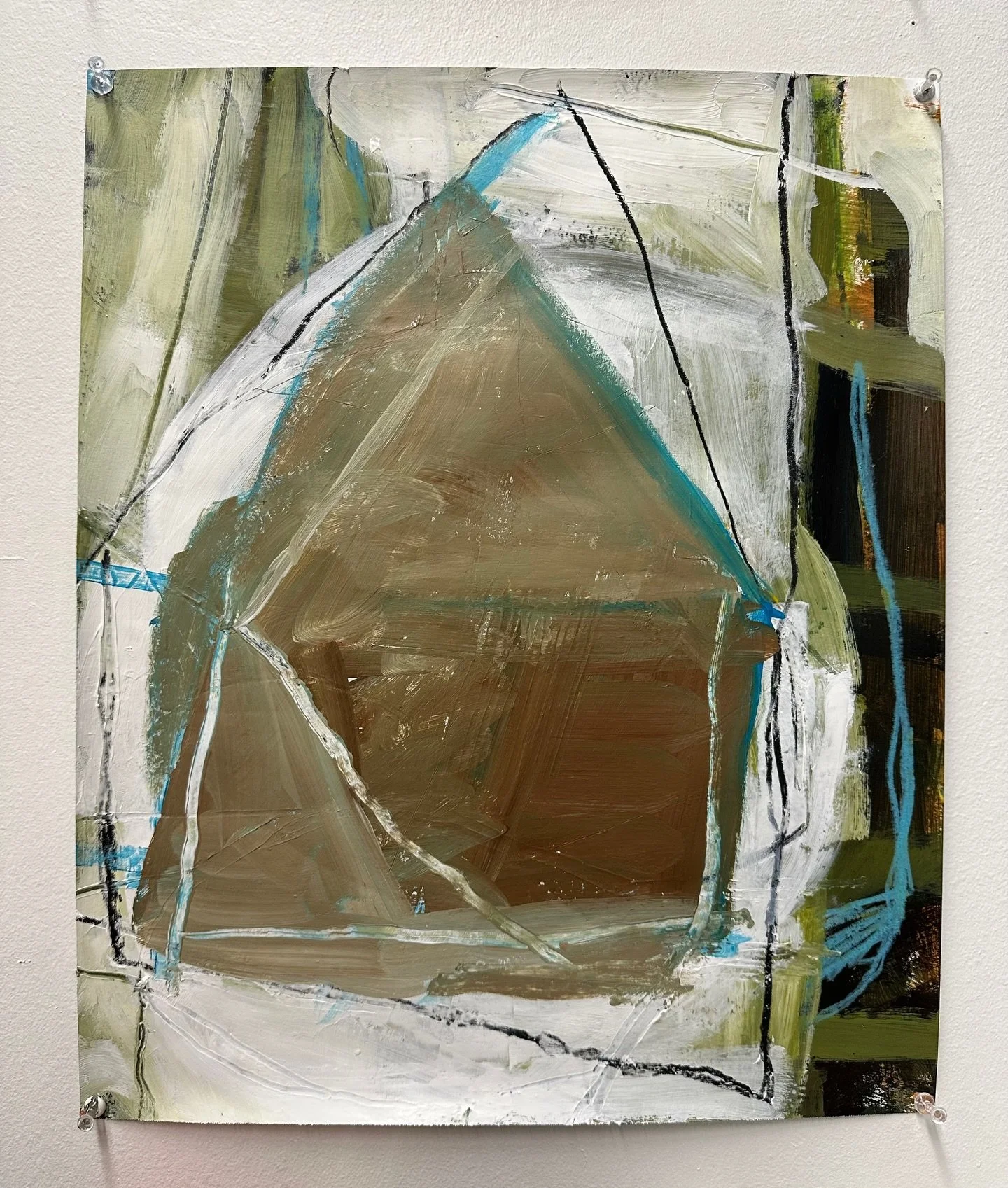 This one has some interesting subtle sections with the brown brushstrokes in the center. I like the dynamic blue line and the contrast in the background. It&rsquo;s a bit, odd, mellow, and off balance. Any other adjectives I&rsquo;m missing? ☺️

#acr