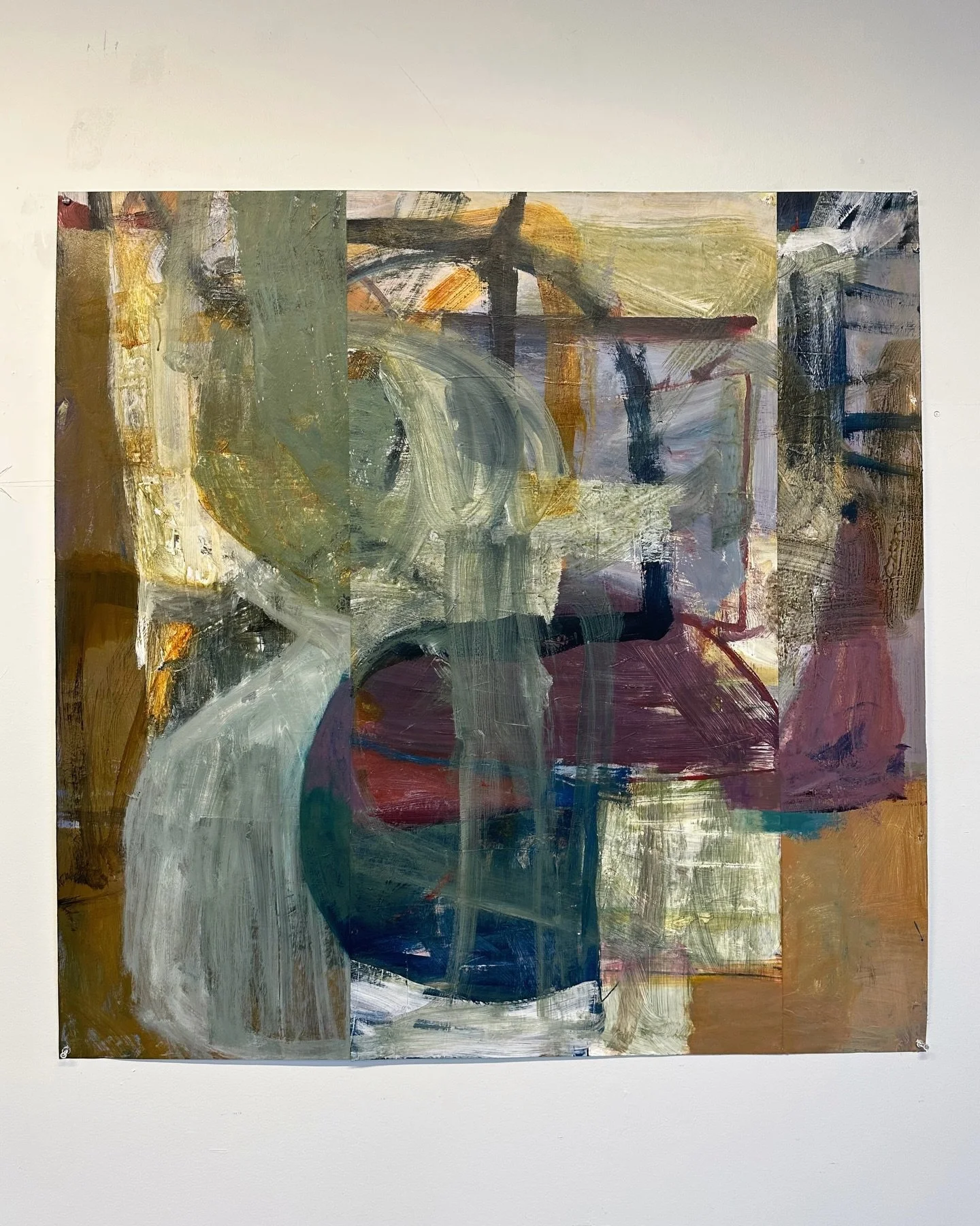 This was a stubborn painting! It was originally 60x40in until I cut the top off. Beheading a painting is not something that I like to do, mostly because I think you should try to resolve the painting that you have. However, it was late at night so I 