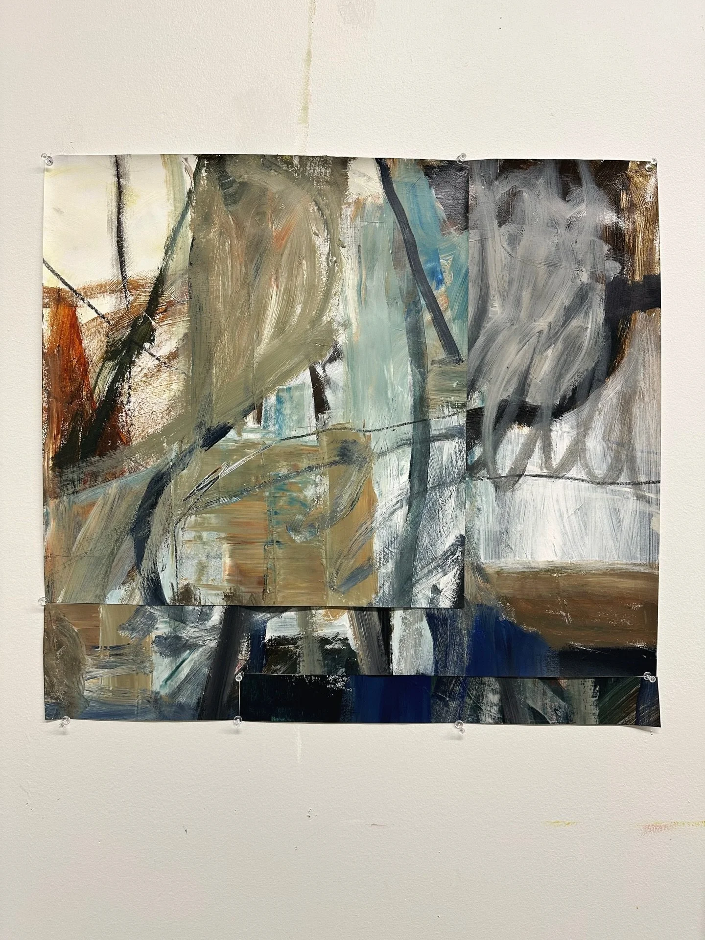 I thought, why not cut up a perfectly good painting to see what happens! 😅✂️ This was supposed to be my brave painting. I had never cut up a large painting before and fully reassembled it together again. I ended up with three smaller and more intere