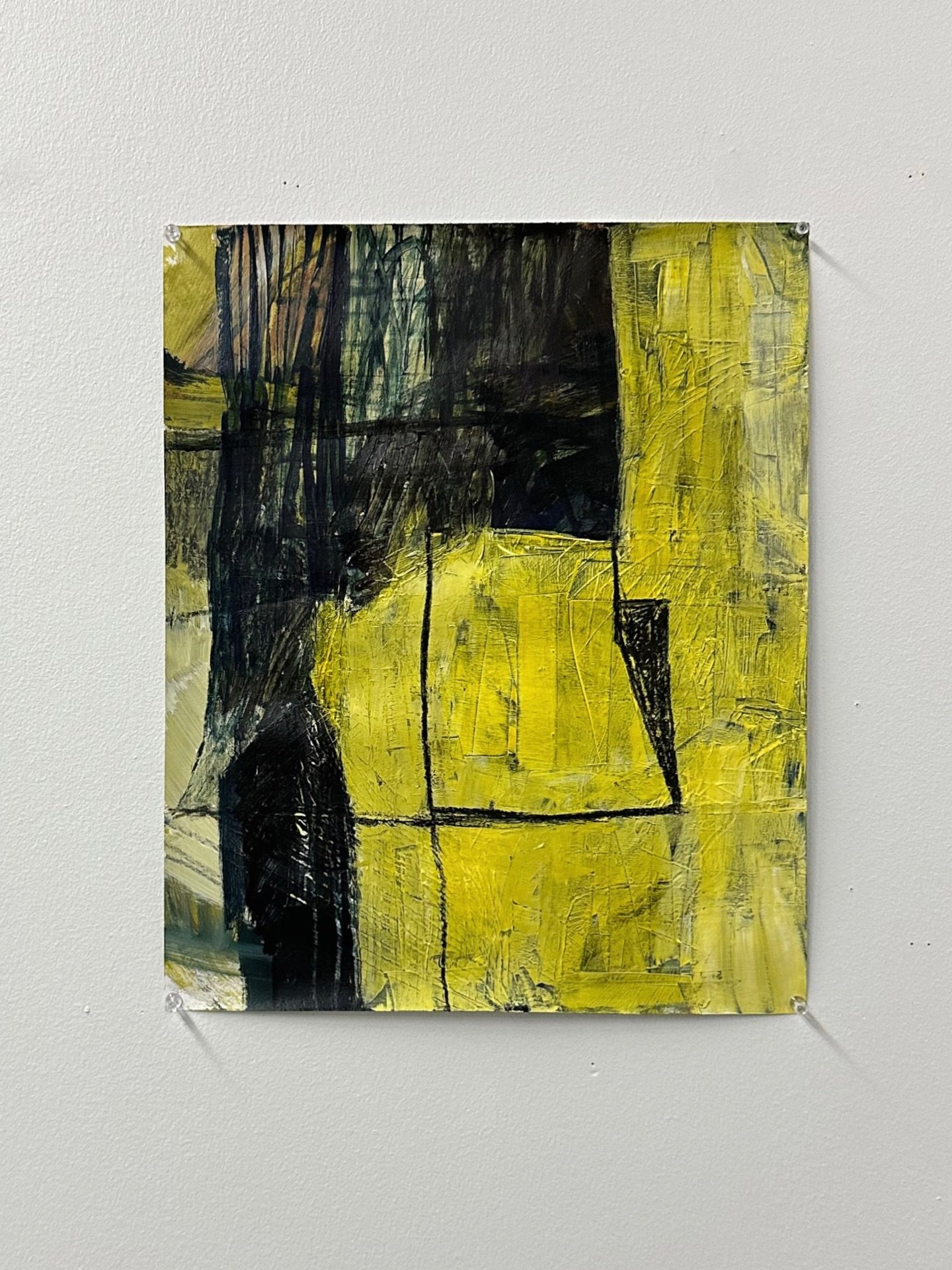 Just an obnoxious yellow painting that I love ☺️ I find this painting so thrilling. I had a nice, dark painting underneath and I thought why not go with yellow. I&rsquo;m not really into yellow, but the idea of slopping on globs of yellow paint must 