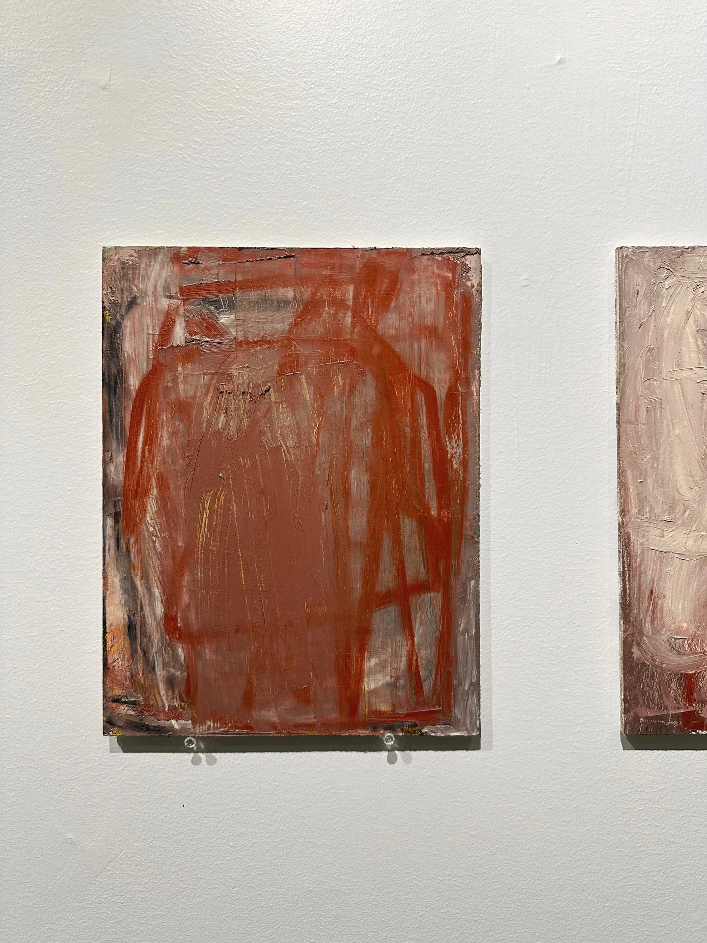I remember my advisor @jgeich talking about this set of three small panel pieces. She gave the most beautiful and eloquent description&mdash;something about how the soft lines create forms that collapse into an atmosphere. I can&rsquo;t remember the 
