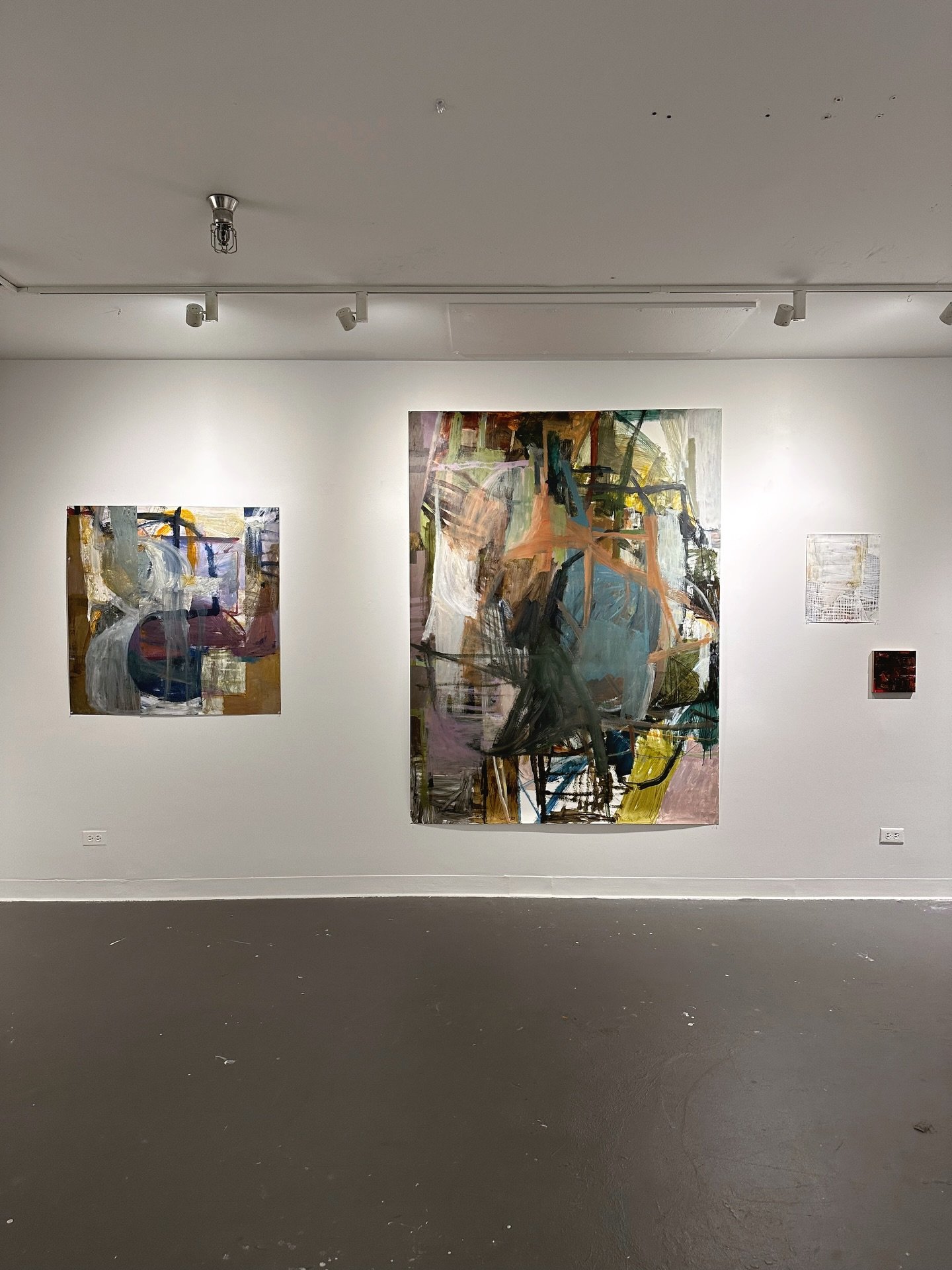 The front half of the walls! I love this introduction to my work. The first piece you see is the large purple painting. It&rsquo;s 80x60in on Yupo paper. I like how I was able to fill the space in that painting. It has very city vibes. This was the c