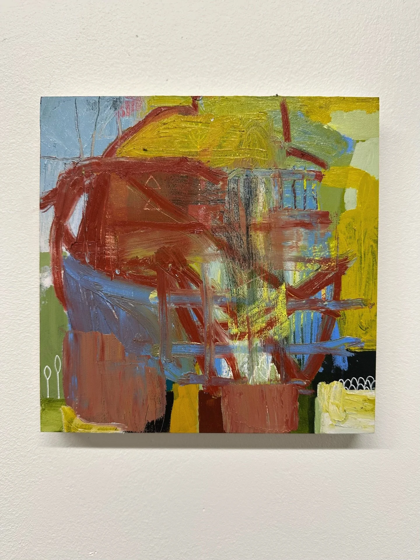 This piece has some beautiful destruction and rebuilding. I love the almost primary color palette and the overlapping of shapes. The small details of the white lines are just precious 🕊️ The variation in the line work adds is also exciting. This is 