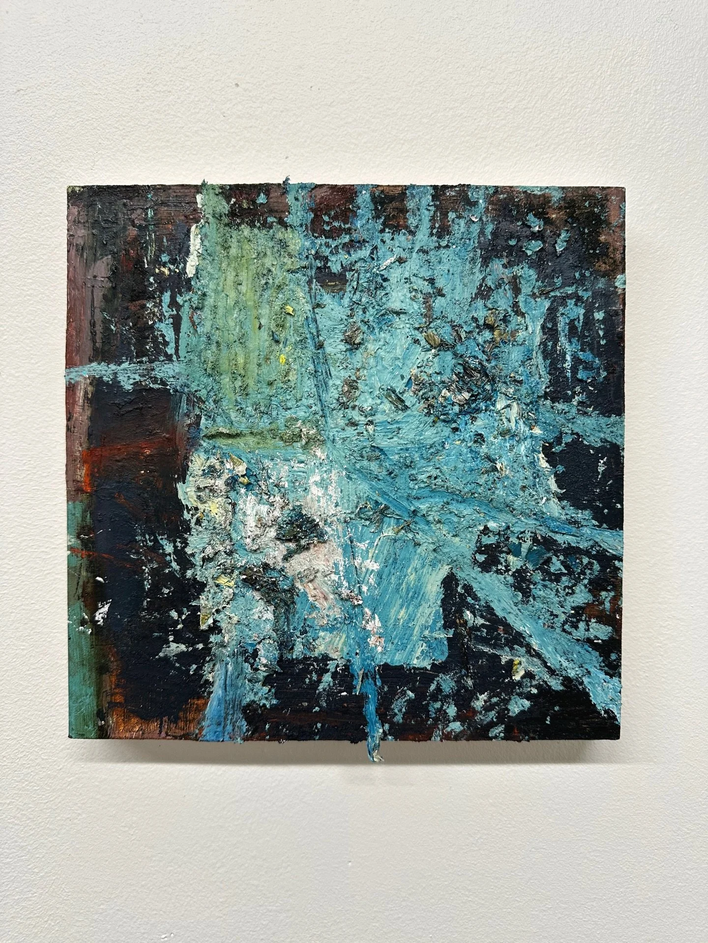 Happy new year!! 🌟 This chunky 8x8in painting is called &ldquo;More, more, more&rdquo; because that&rsquo;s exactly what Judith told me when she saw the first iteration of this piece. I reworked this adding a lot of paint scraps and anything else I 