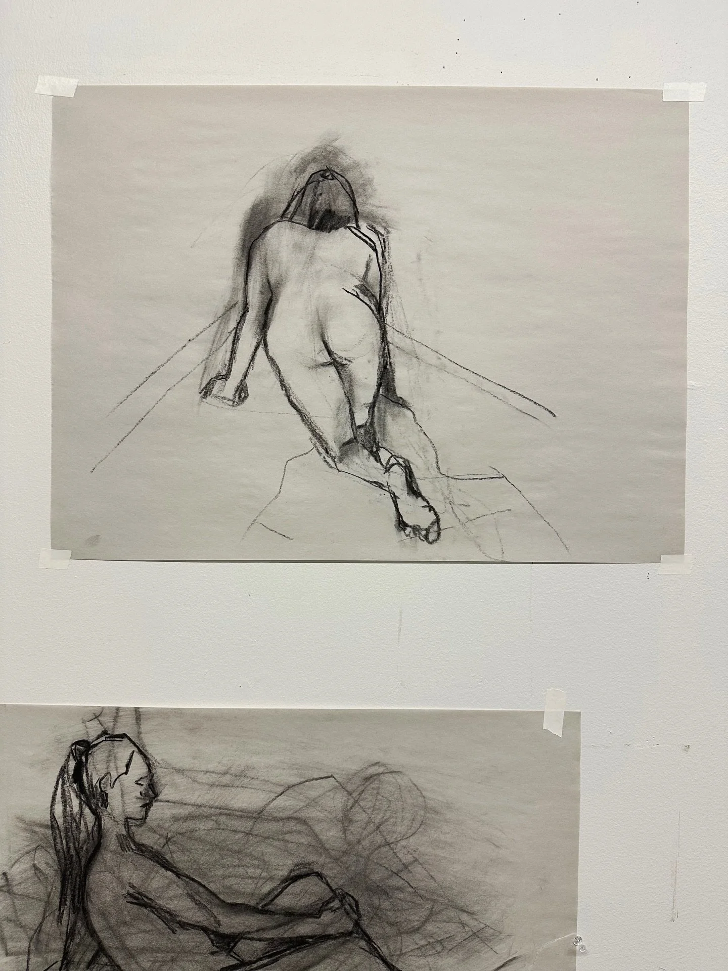 You can tell I was searching here. I love the top figure where I moved the head down about ten times. And the bottom one was a bunch of gestures leading to the final pose. I&rsquo;m more interested in the searching than the final figures. I find the 