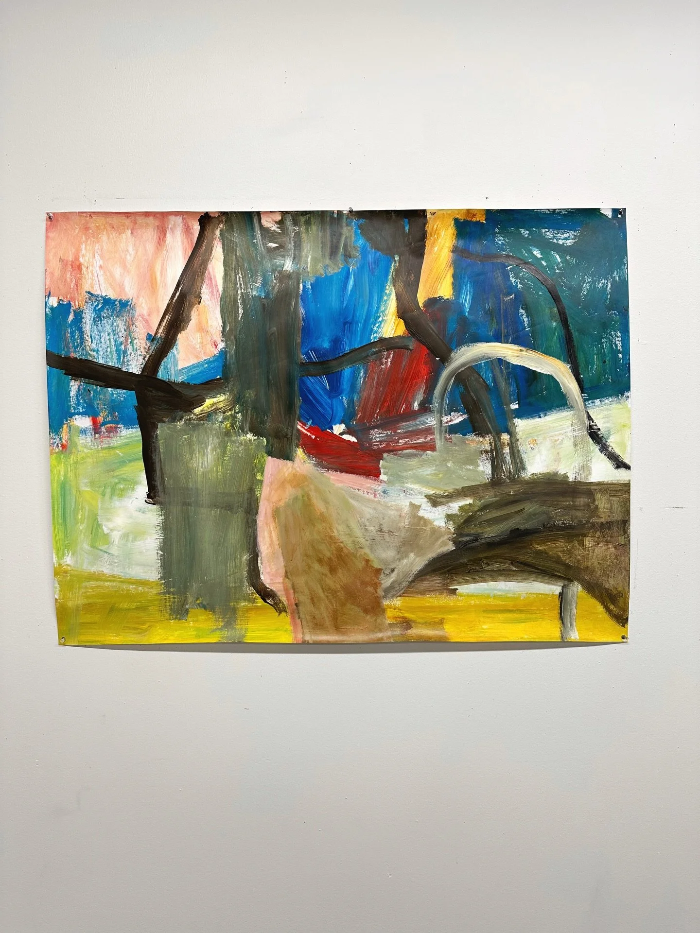 This piece is almost too simple and I love that ☺️ I like the raw feeling to this painting. The brushstrokes are basic, and the color palette is primary. This piece extends the range of my current work and adds a new dimension to the conversation. 

