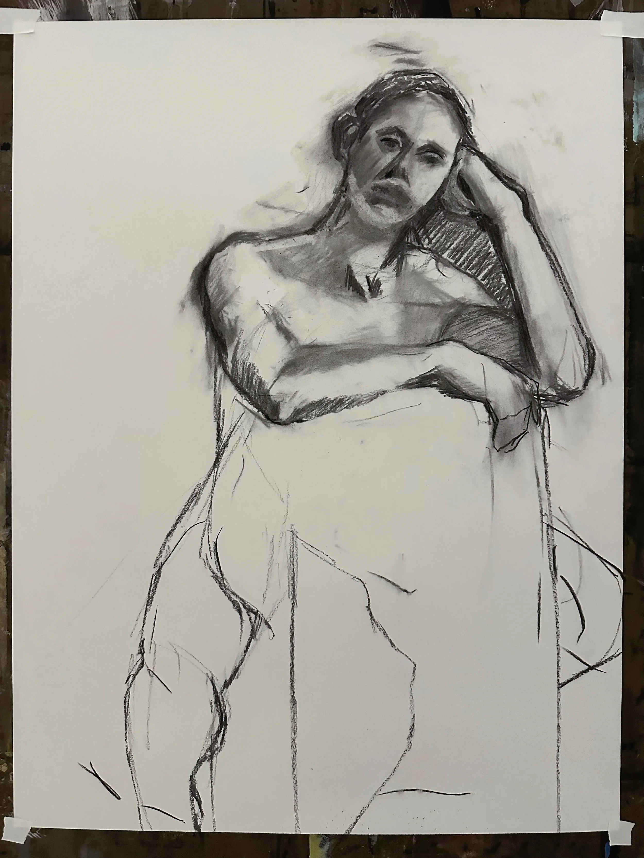 Half-way through my figure class last semester, I realized that I could incorporate a variety of marks into my work. I essentially could translate the wide range and intuitive feel for the marks that I use in my abstract paintings into the figure dra