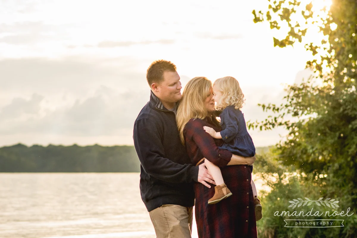 Springfield OH Lifestyle Maternity Family Photographer | Amanda Noel Photography | sunset beach maternity session with toddler sister