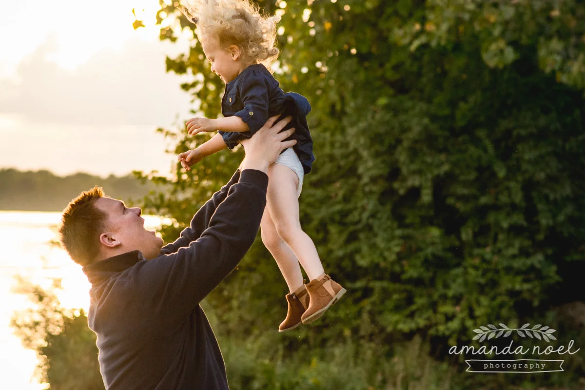 Springfield OH Lifestyle Maternity Family Photographer | Amanda Noel Photography | sunset beach maternity session with toddler sister