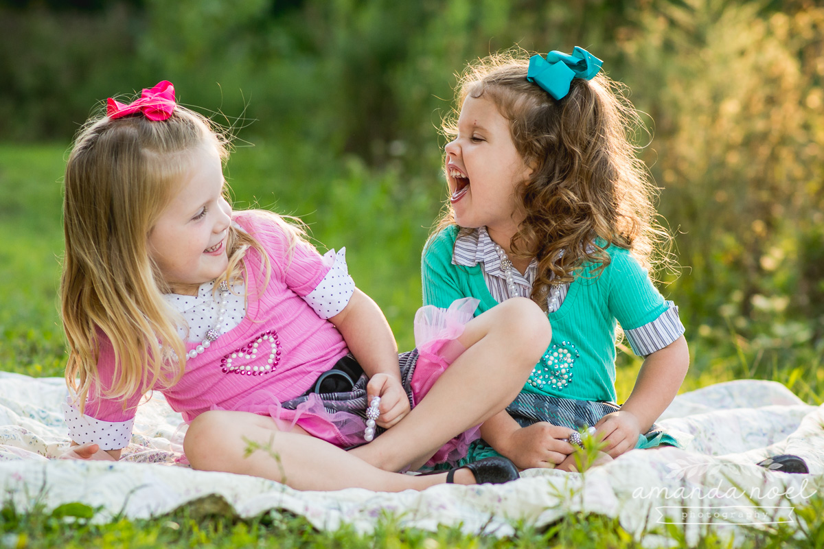 Springfield Lifestyle Family Photographer | Amanda Noel Photography | sunset session with twin sisters four years old