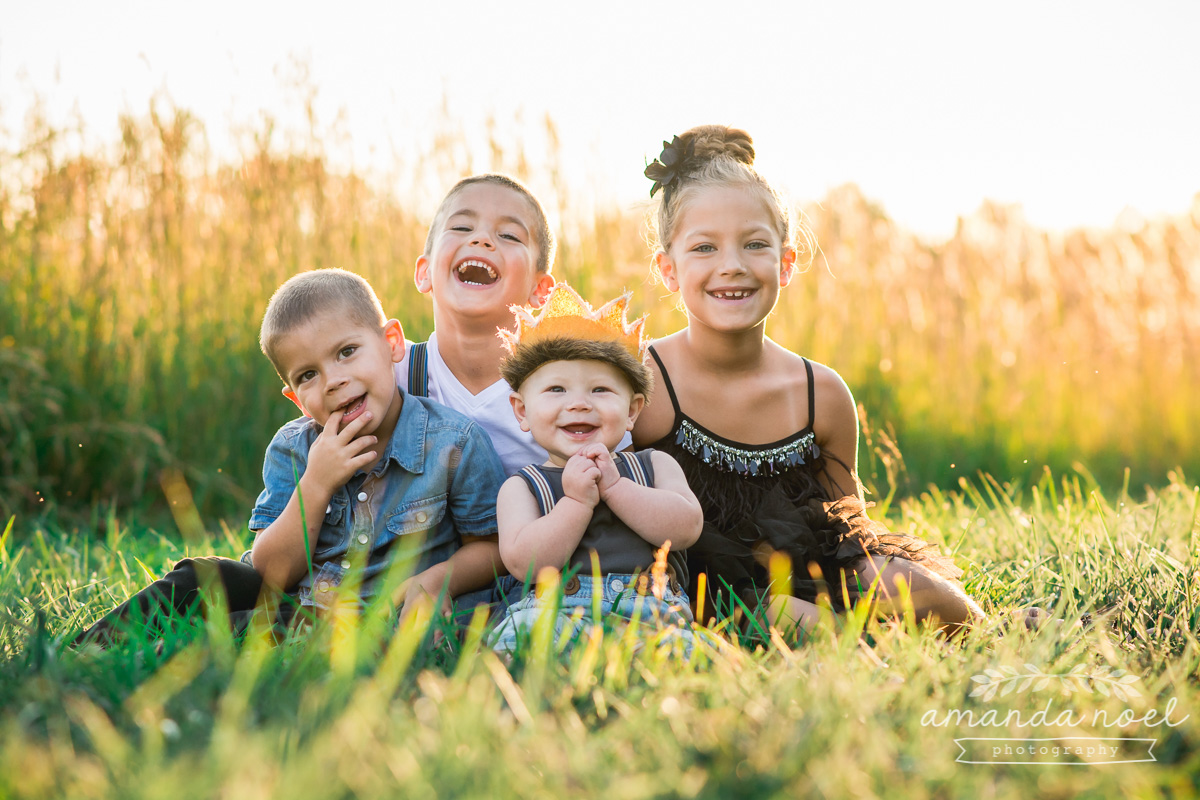 Springfield Lifestyle Family Photographer | Amanda Noel Photography | sunset golden field wild and free sibling child session