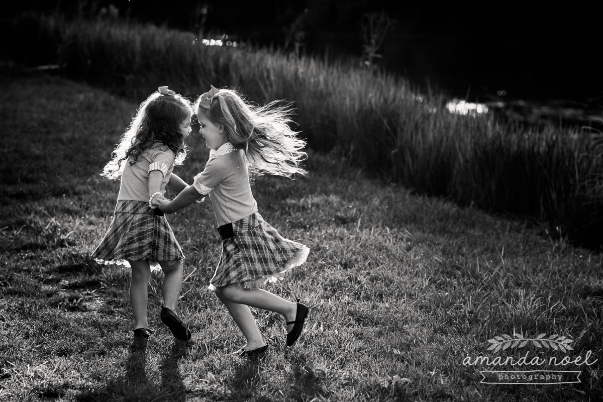 Springfield Lifestyle Family Photographer | Amanda Noel Photography | sunset session with twin sisters four years old