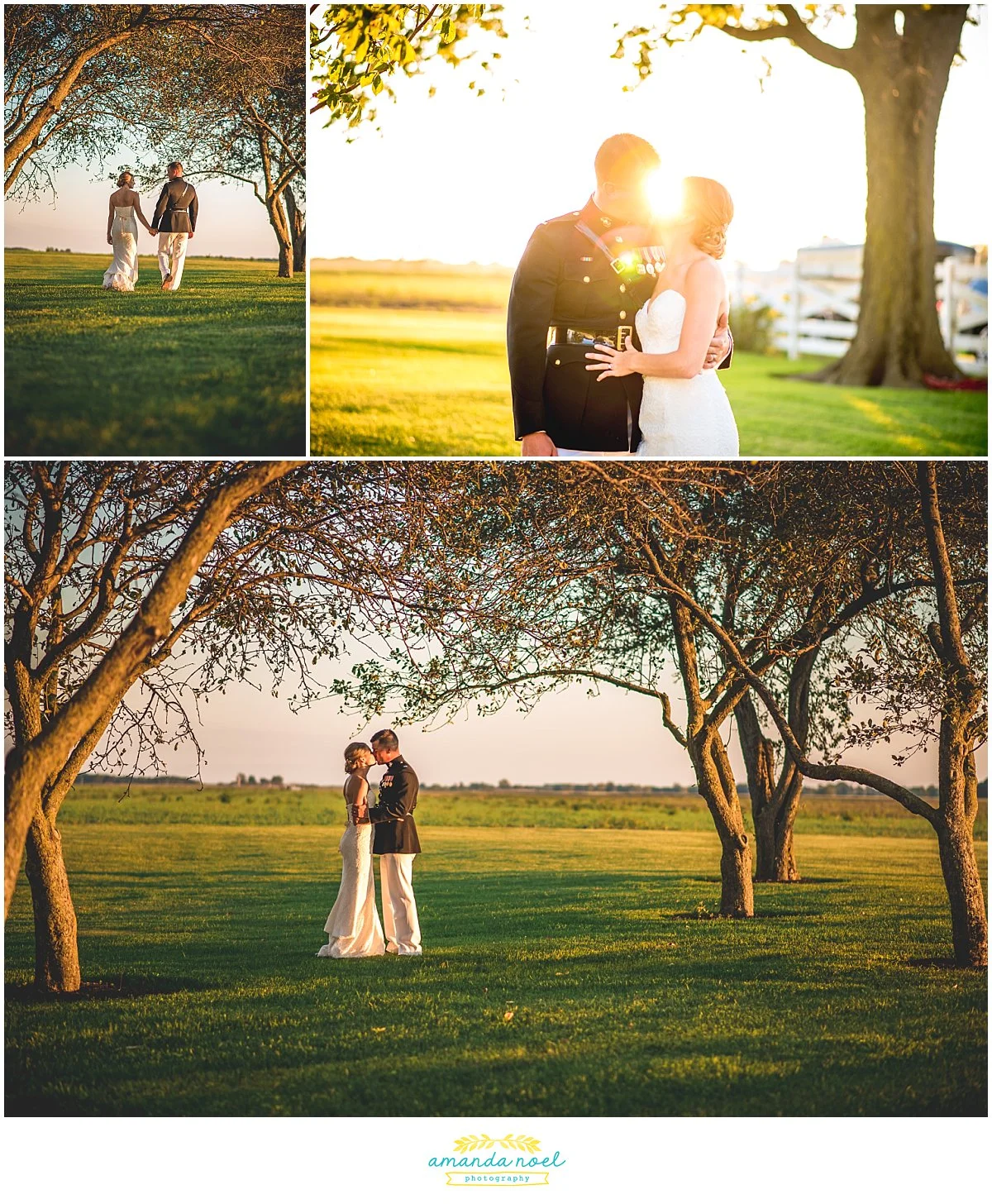 bride and groom sunset portraits