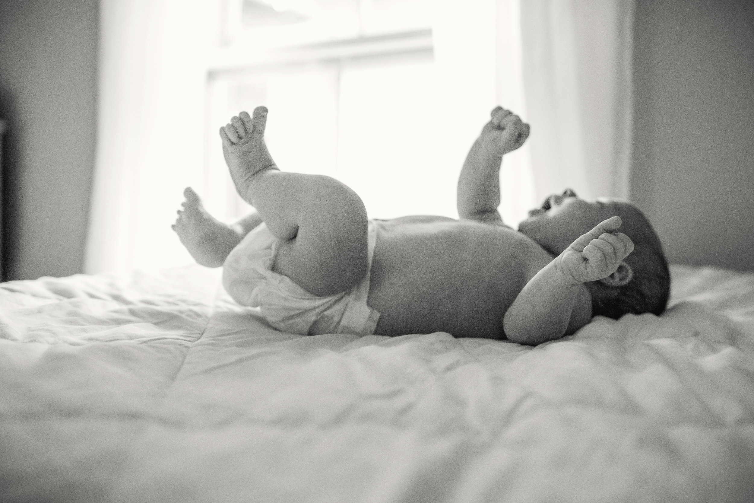 Columbus Ohio newborn photographer lifestyle portrait in black and white