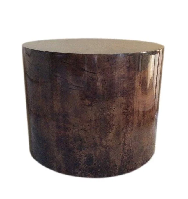 Karl Springer Lacquered Goatskin Drum Side Table