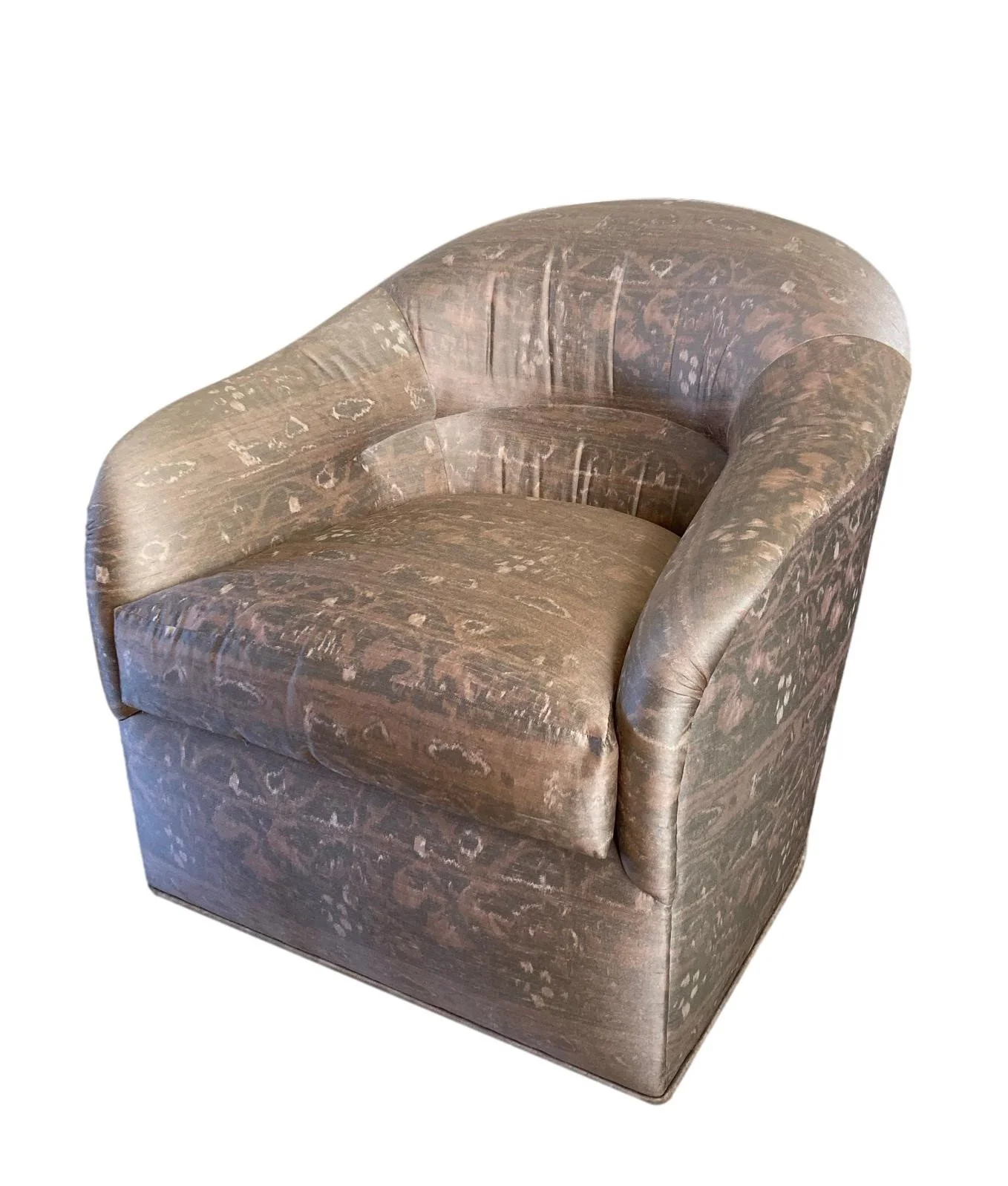 1980's J. Robert Scott Silk Club Chair by Sally Sirkin Lewis