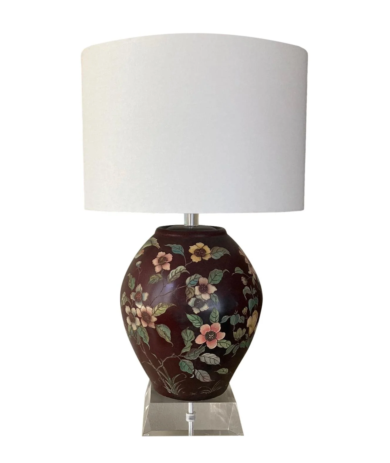 Richard Lindley Oxblood Red Japanese Floral Ceramic Lamp.jpeg