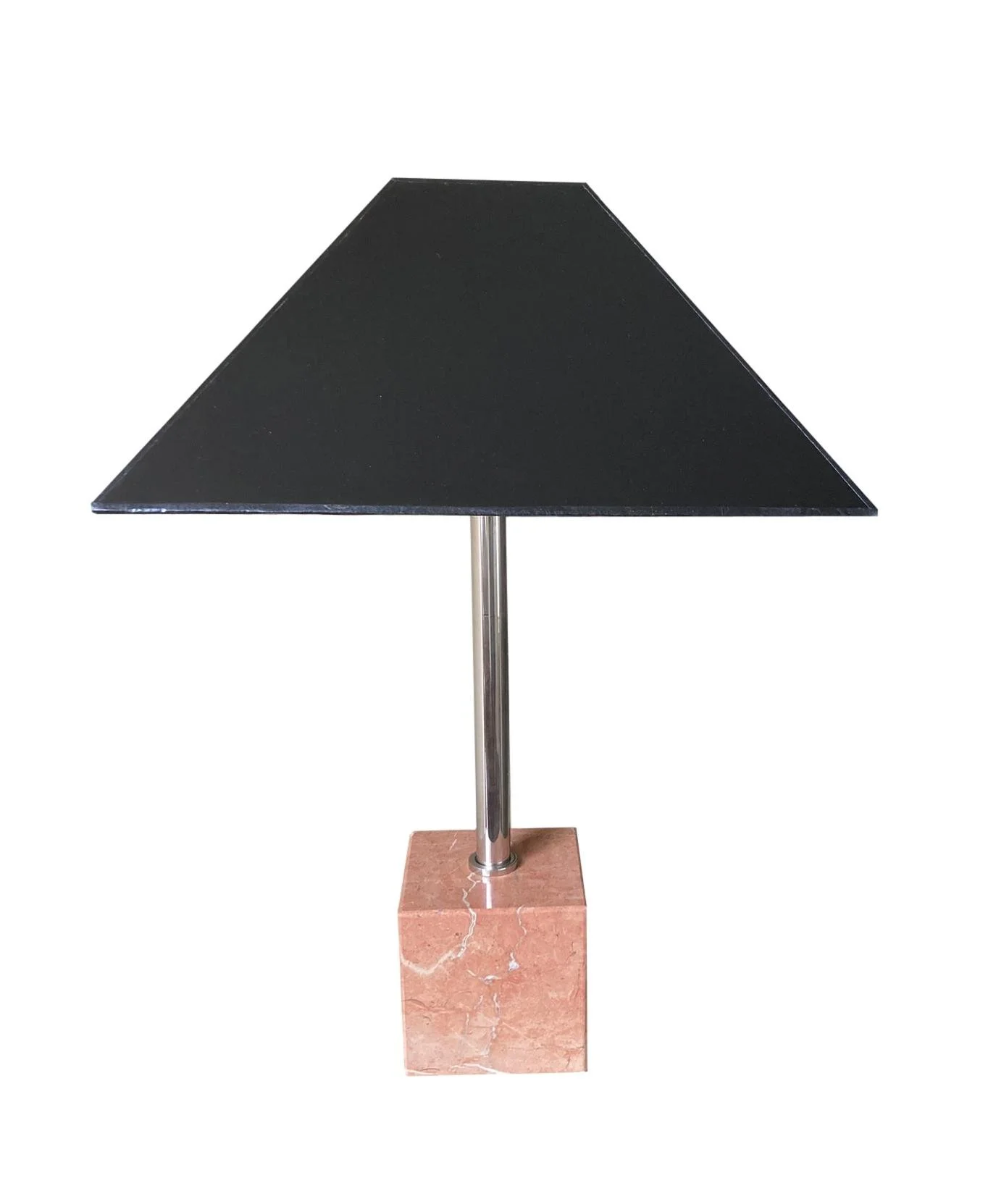 Italian Pink Marble and Nickel Lamp 1980s.jpeg