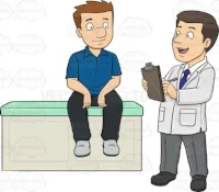 A doctor asking medical questions to his male patient
