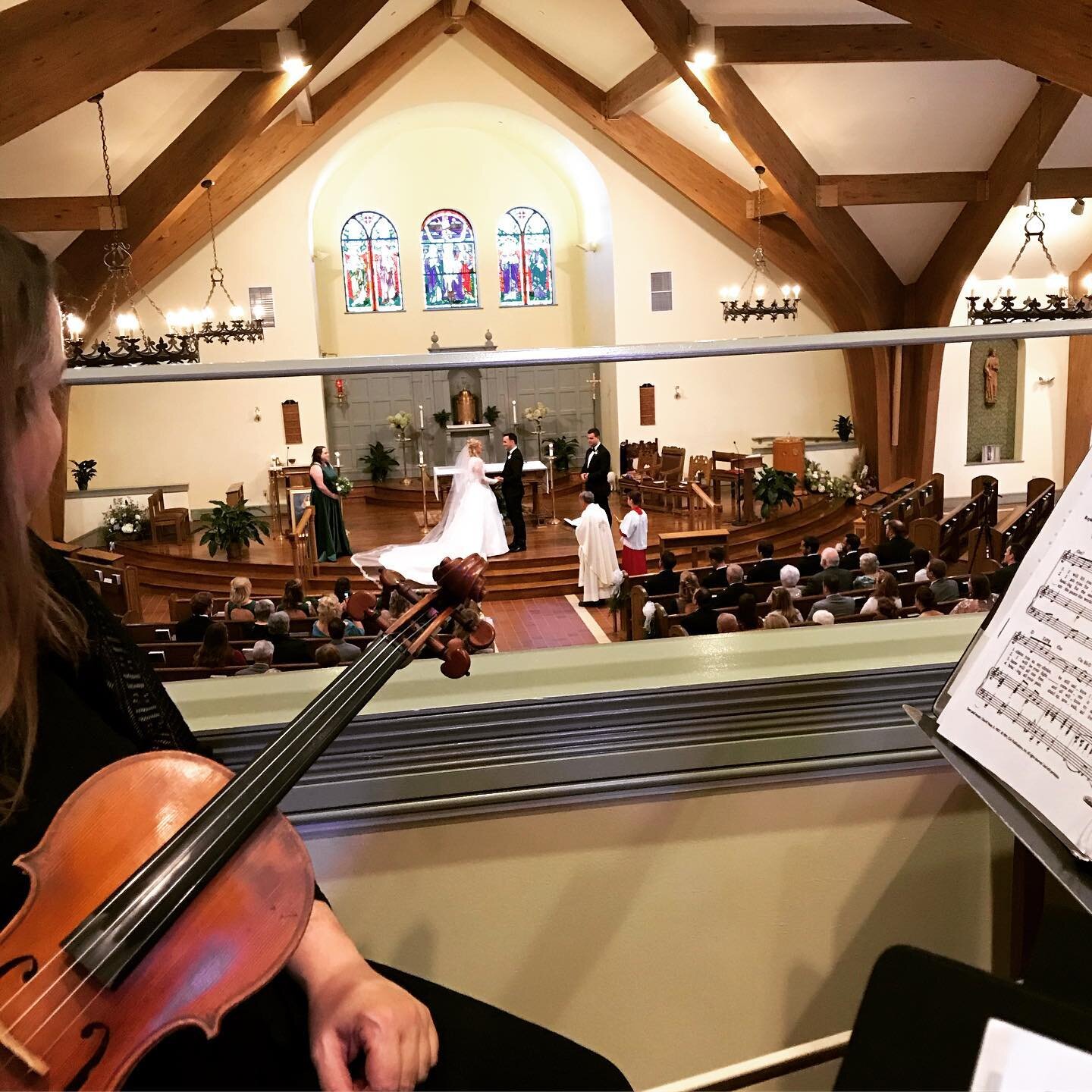 Gorgeous venue! 
St. Katharine Drexel in Alton, NH.

Gorgeous string, organ, and trumpet music!

Beautiful drive up through the NH foliage
.
.
. 
AND THAT DRESS!!! Congrats Ashley and Matthew!