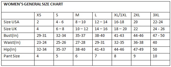 Women Size 8 Chart
