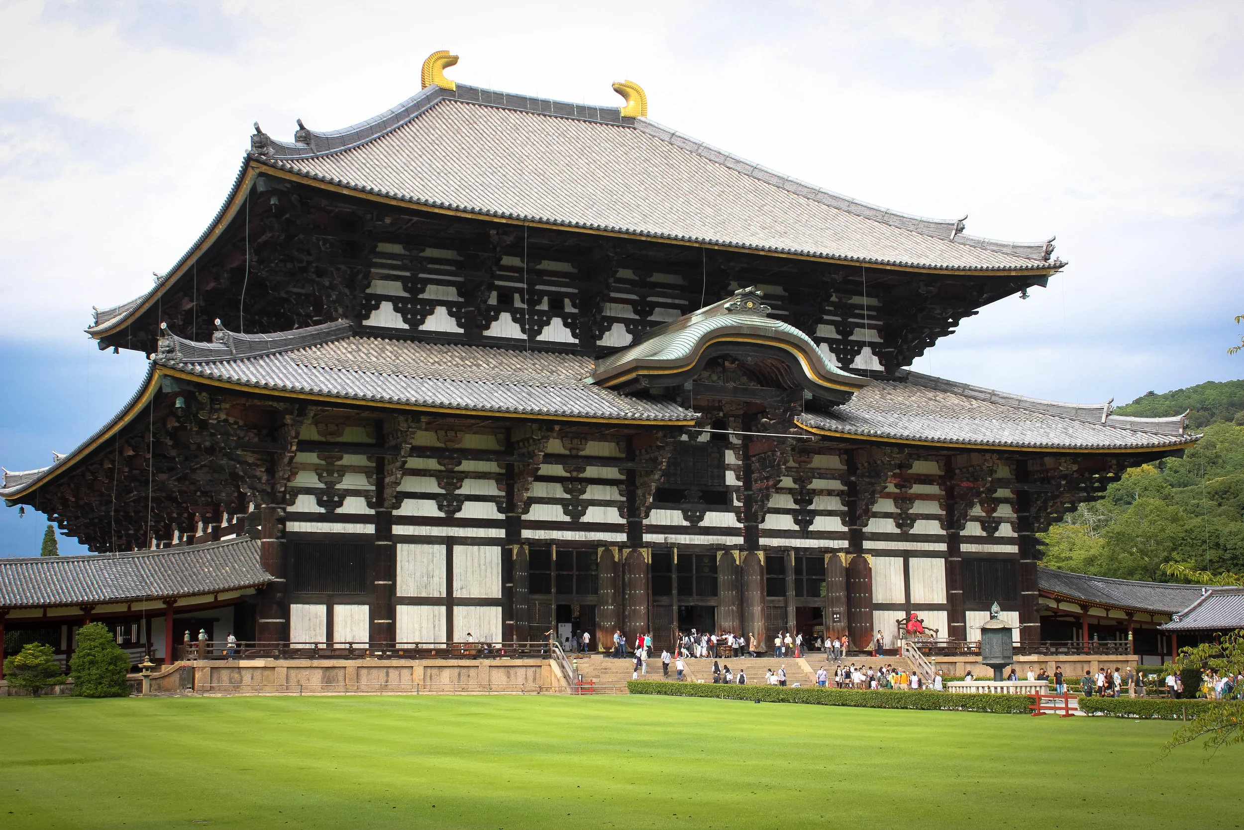 Todai-ji in Nara, housing inside the largest bronze statue of Buddha in the world.