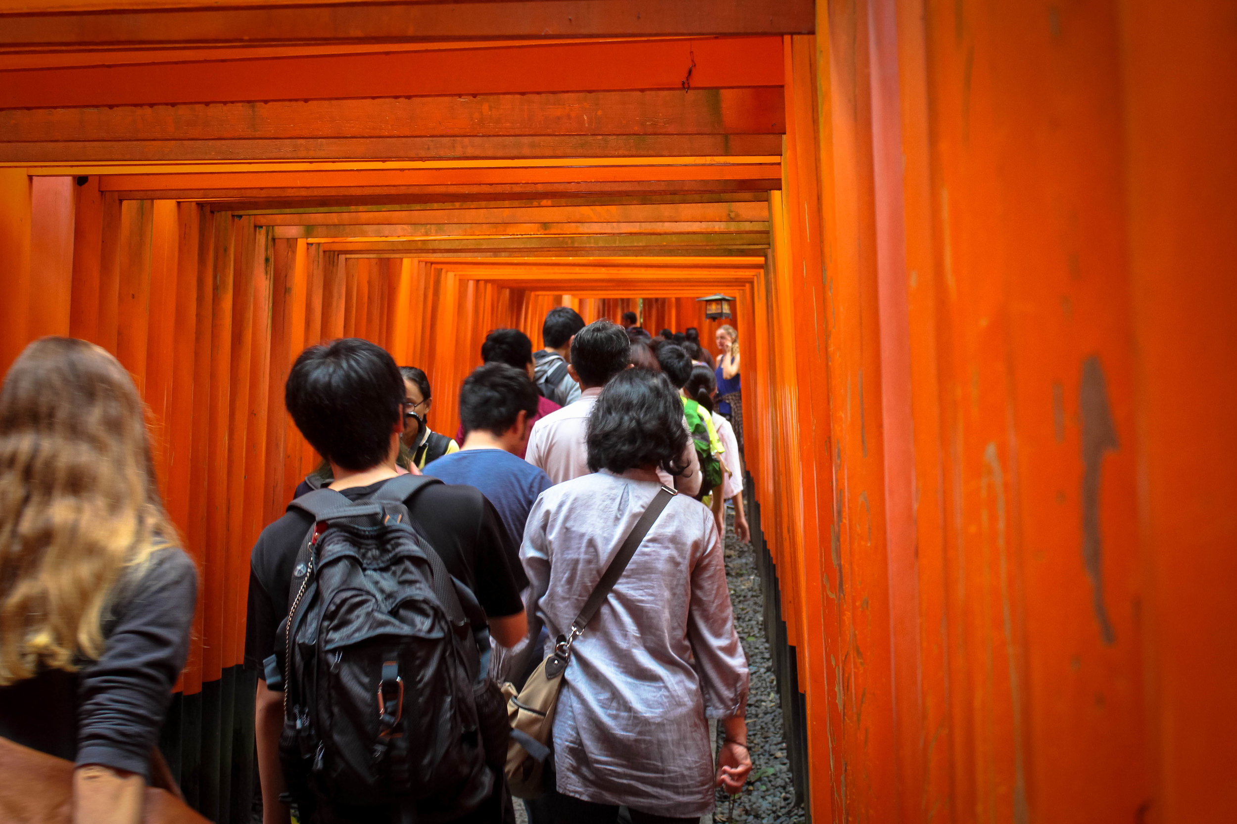 Initial crush of tourists