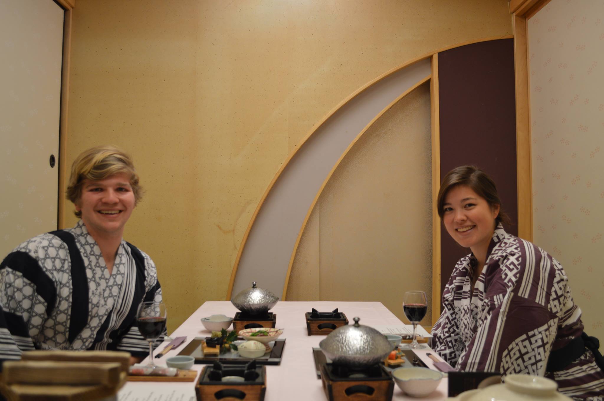 First of many dishes at our ryokan dinner. But look at those robes !!! 