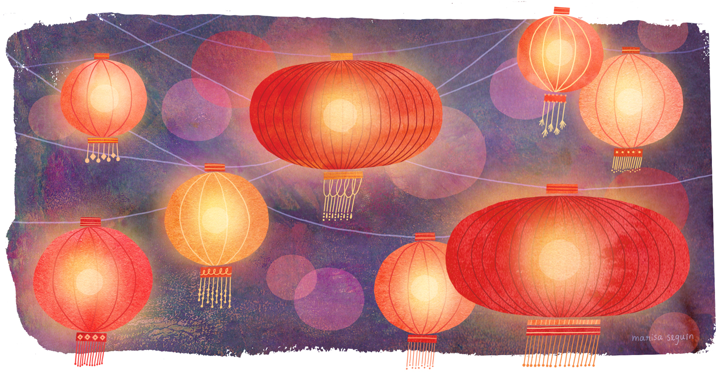 Sister lanterns! My sister illustrated me some beautiful glowing lanterns just as mesmerizing as the real things. 