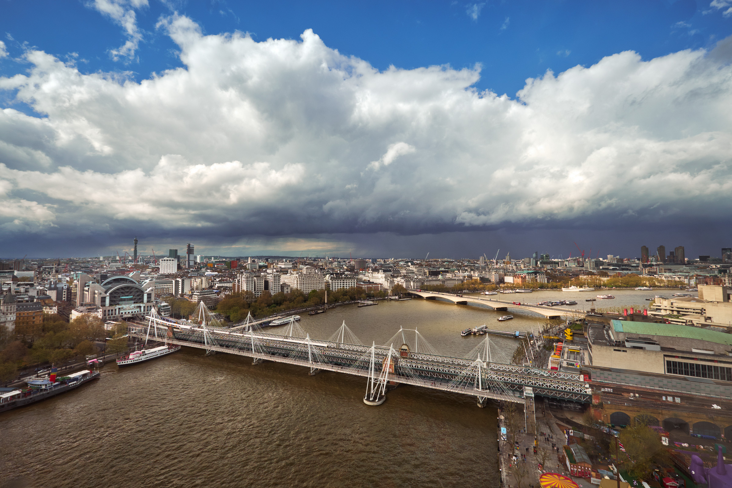 Charing Cross Station and London from the London Eye