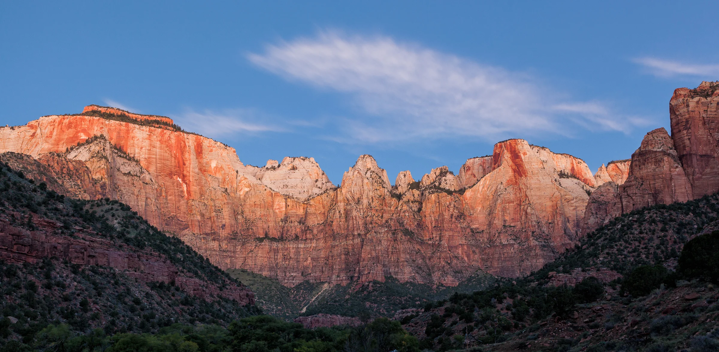 The West Temple, Sundial and Altar of Sacrifice at Dawn - Zion N