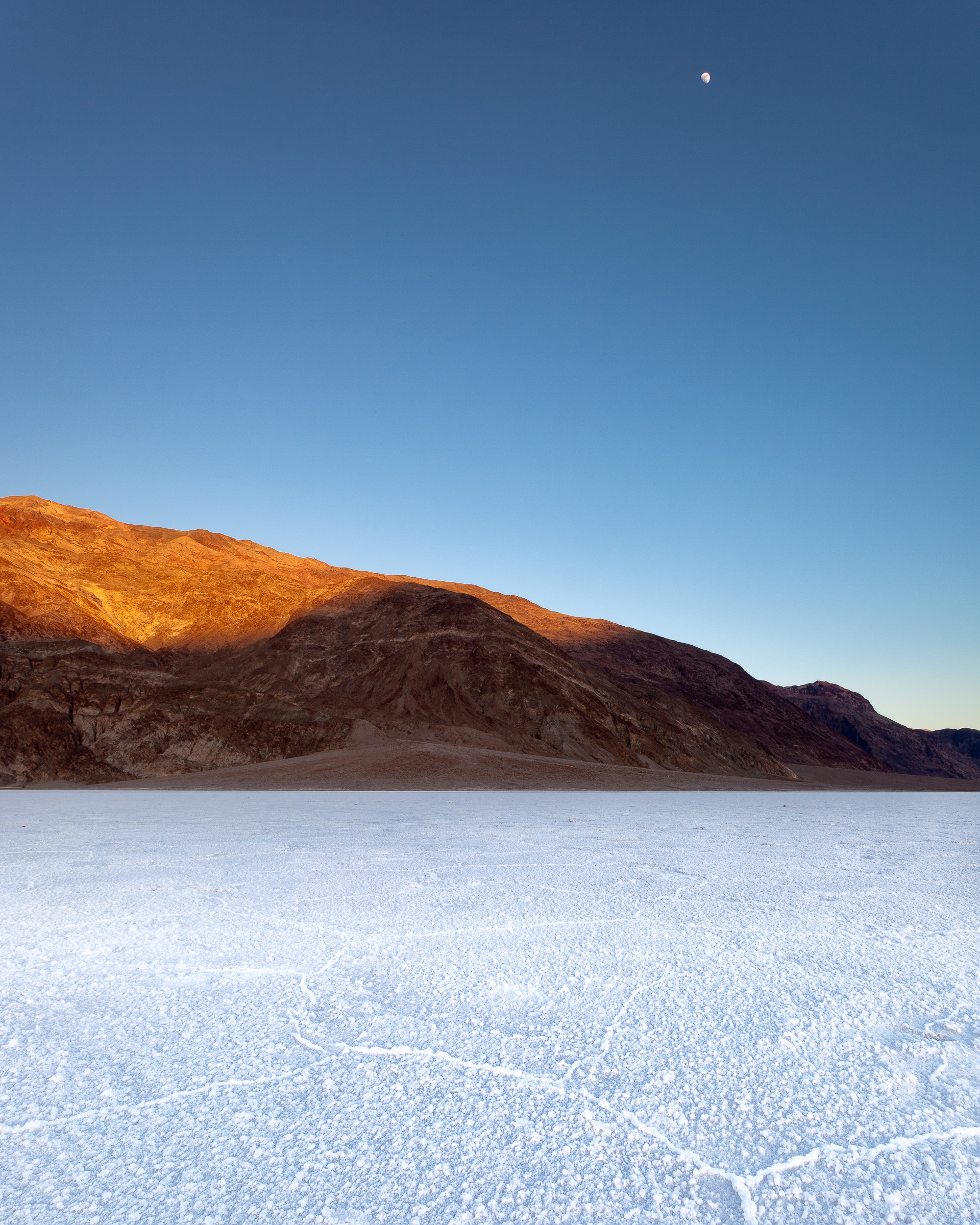 Badwater Sunset and Moon - Death Valley