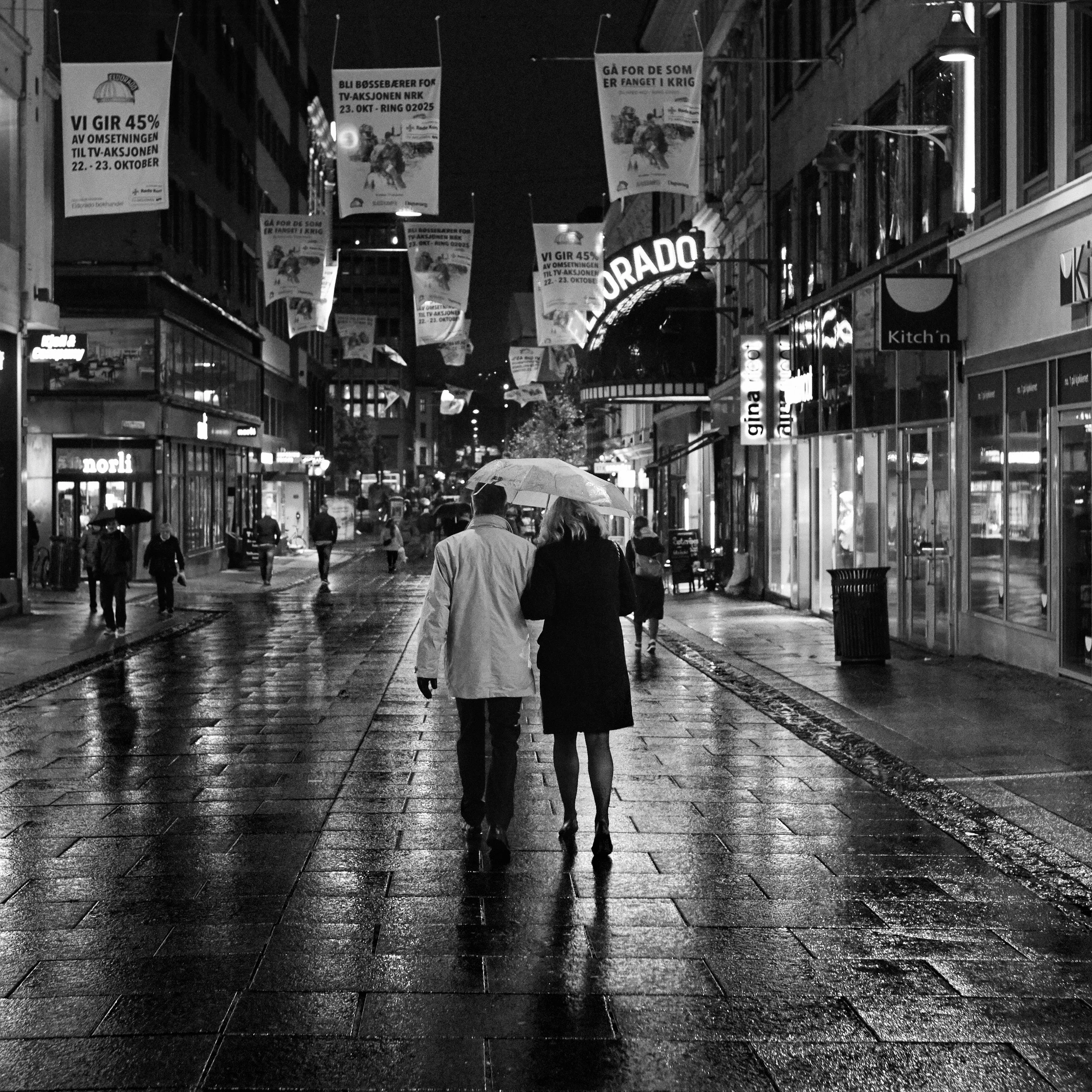 Out for stroll on a rainy night in Norway