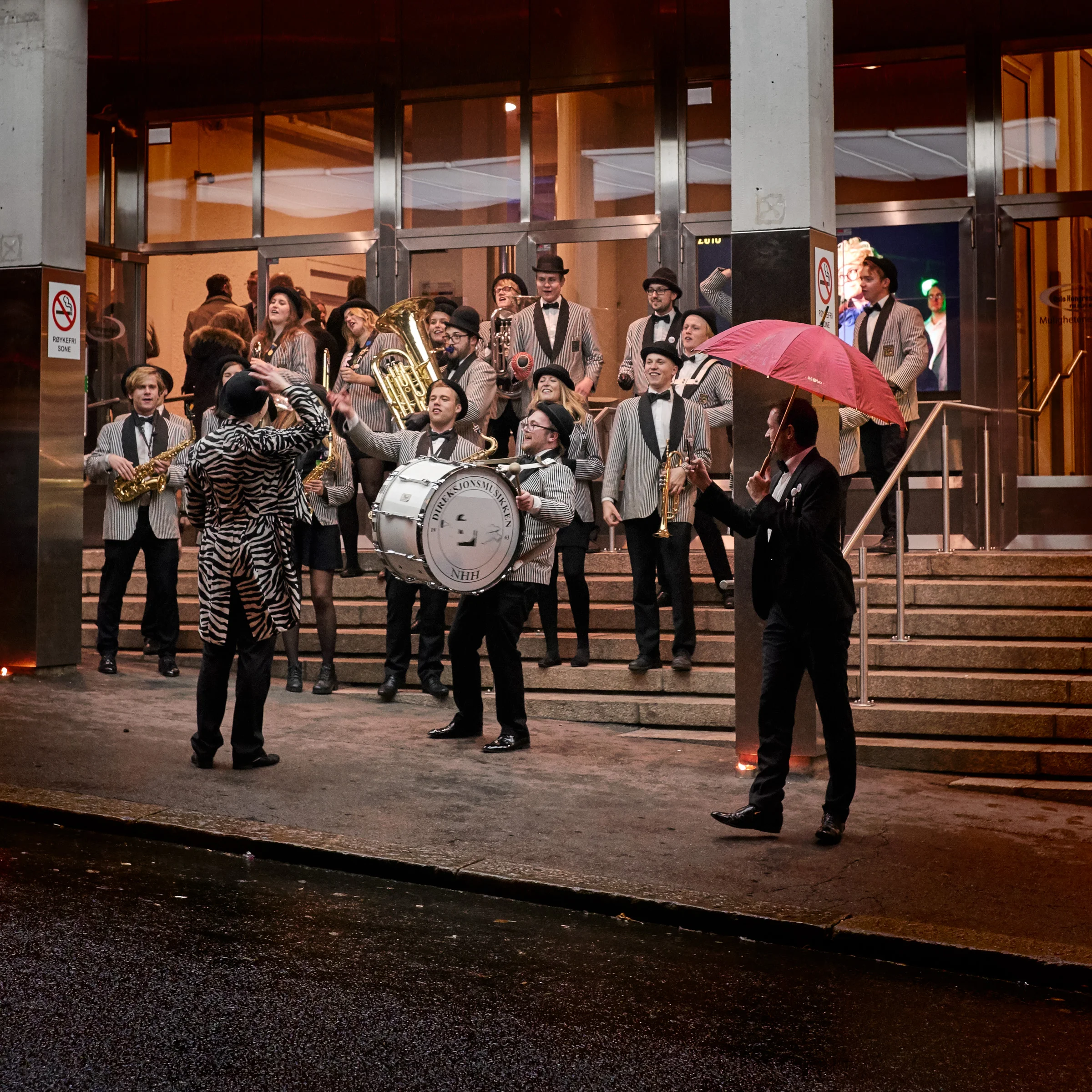 Band on the steps of the Kongressenter, Oslo, Norway