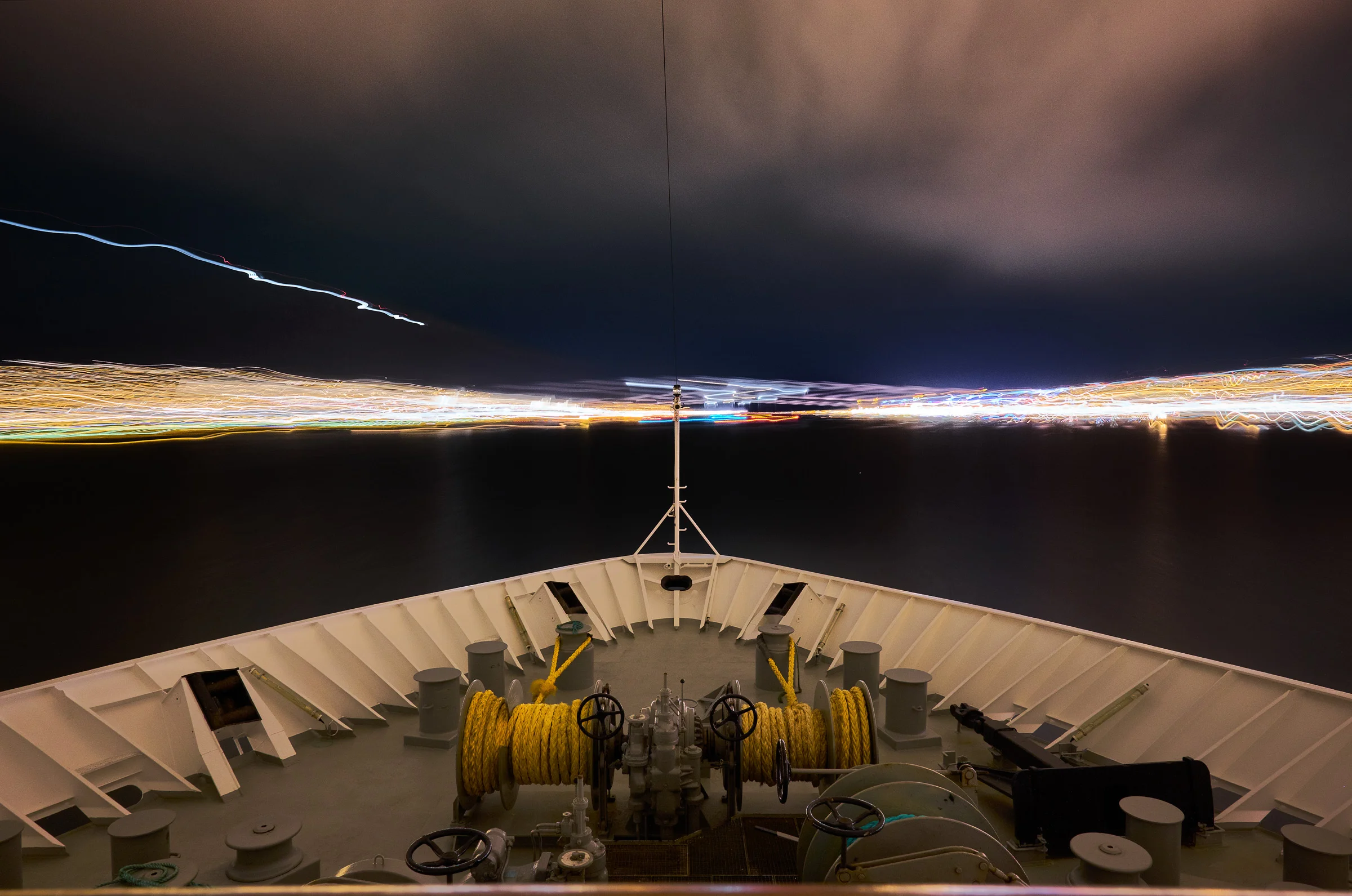 Entering Tromso at night