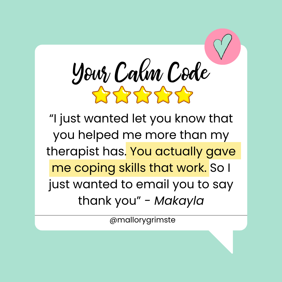 Your Calm Code testimonial from a teen who used the program