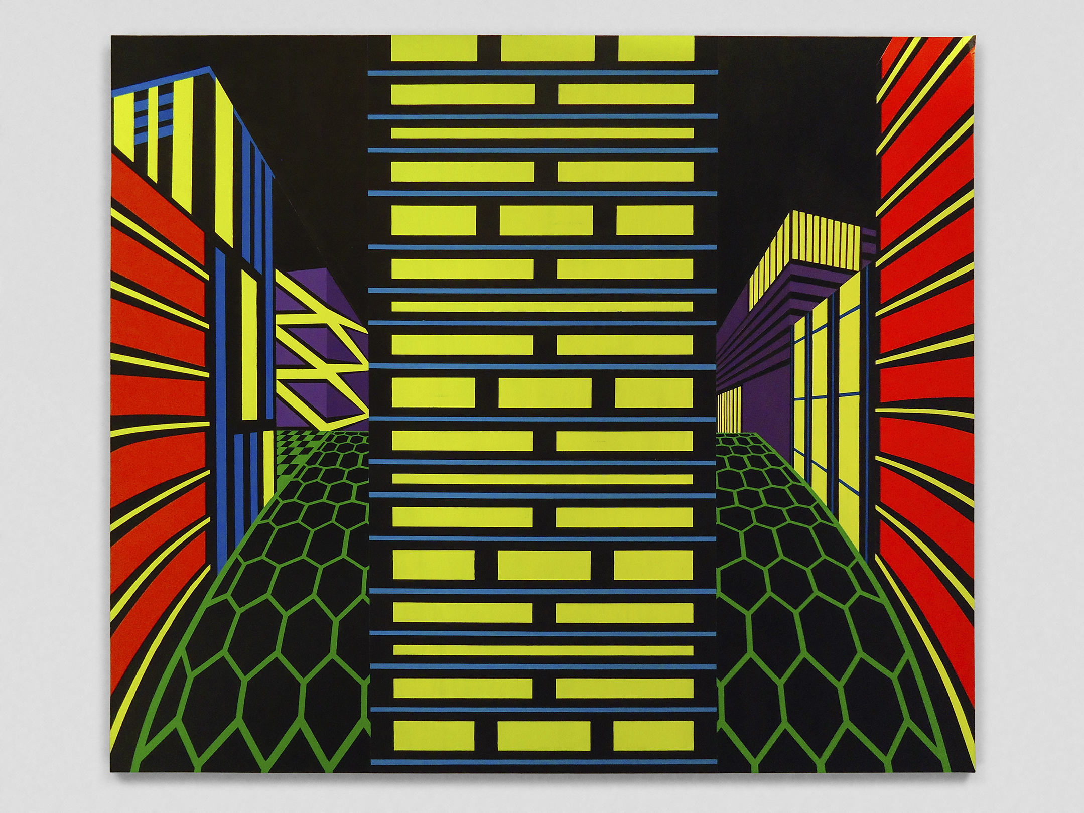 Alien City Floating in Space - acrylic on masonite, 42"x36"