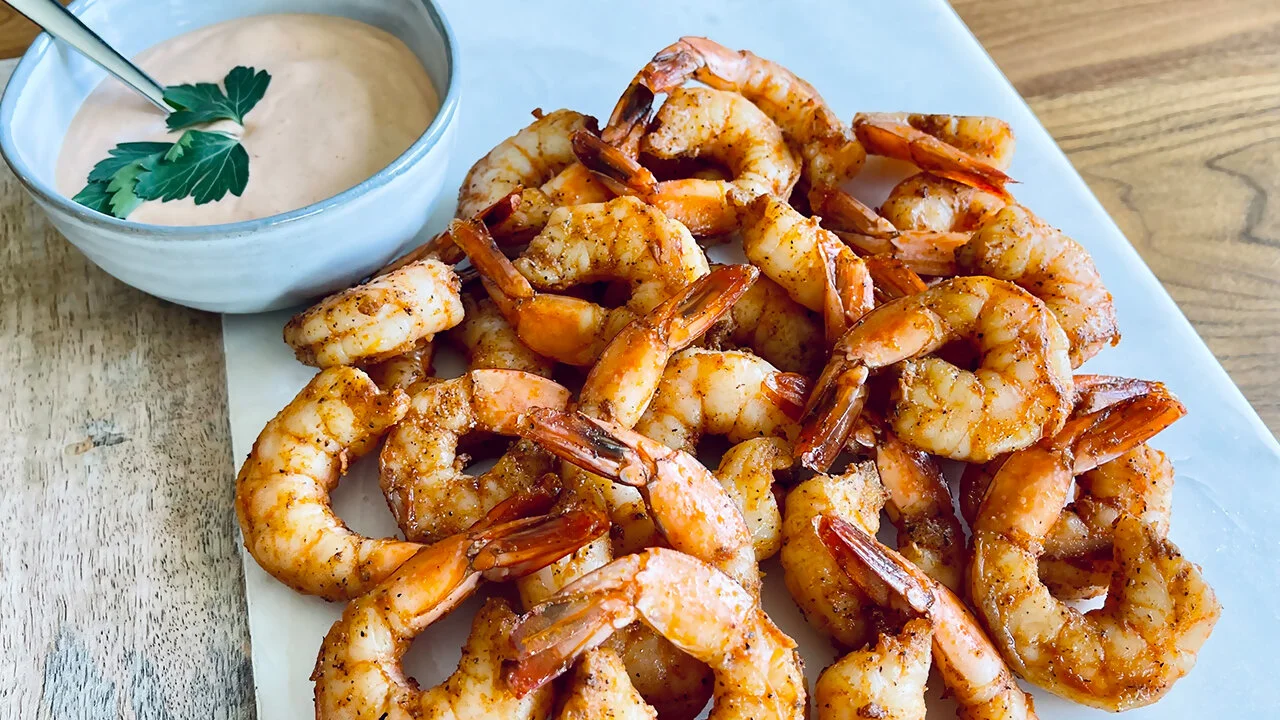 Roasted Shrimp Cocktail with Smoked Paprika and Sriracha Mayo
