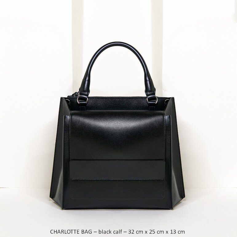 15  CHARLOTTE BAG – black calf – 32 cm x 25 cm x 13 cm.jpg
