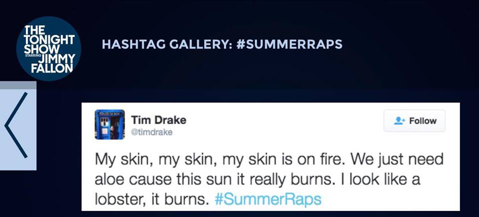 Tim Drake Tonight Show Jimmy Fallon Tonight Show Hashtags Summer Raps.jpg