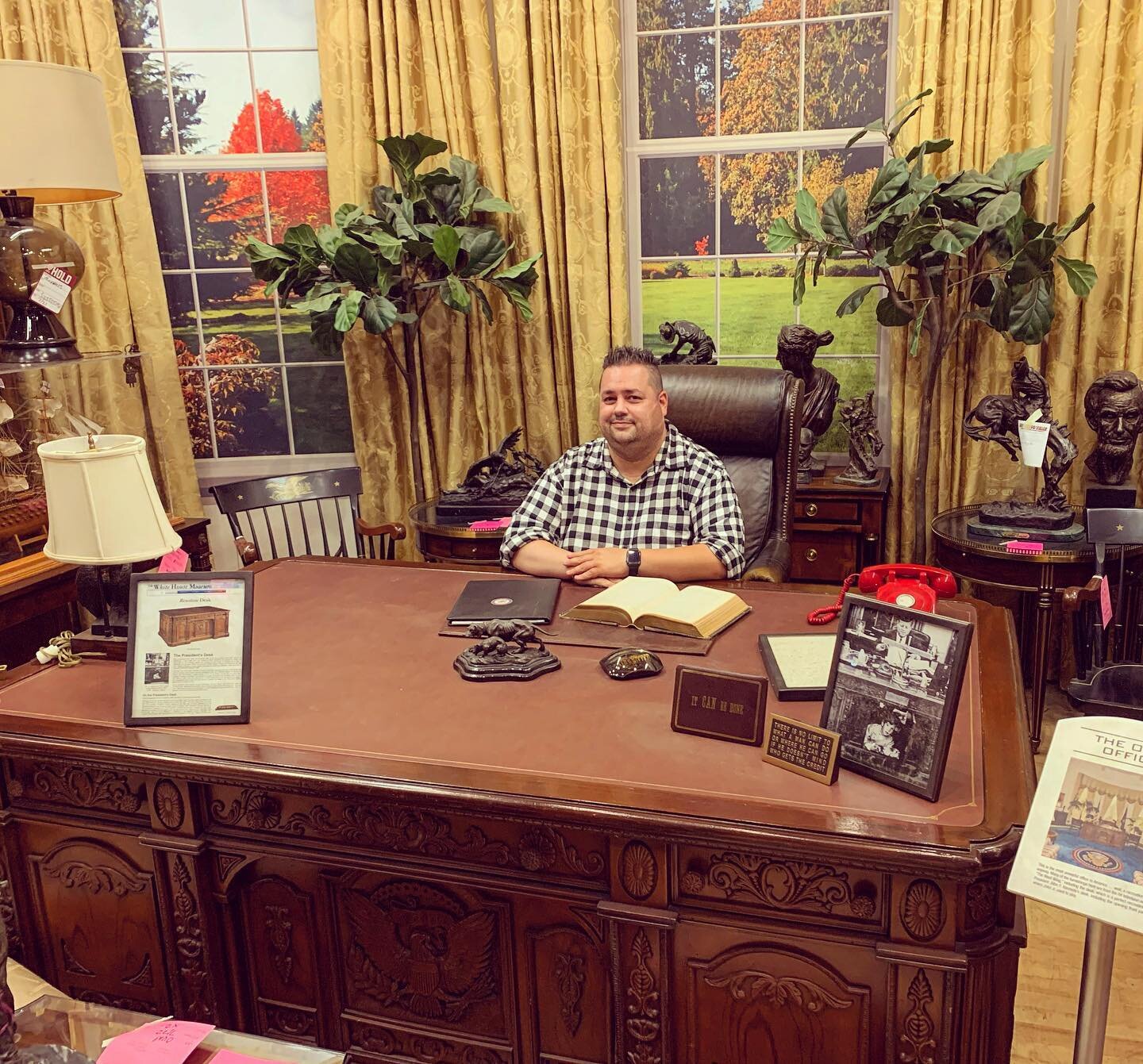 I&rsquo;m the President now! This is one of the many pieces we have inside the prop house at Warner Brothers. This is the Oval Office set used in The West Wing. Some of it was also used in one of my personal favorites, Mars Attacks! Nothing quite lik