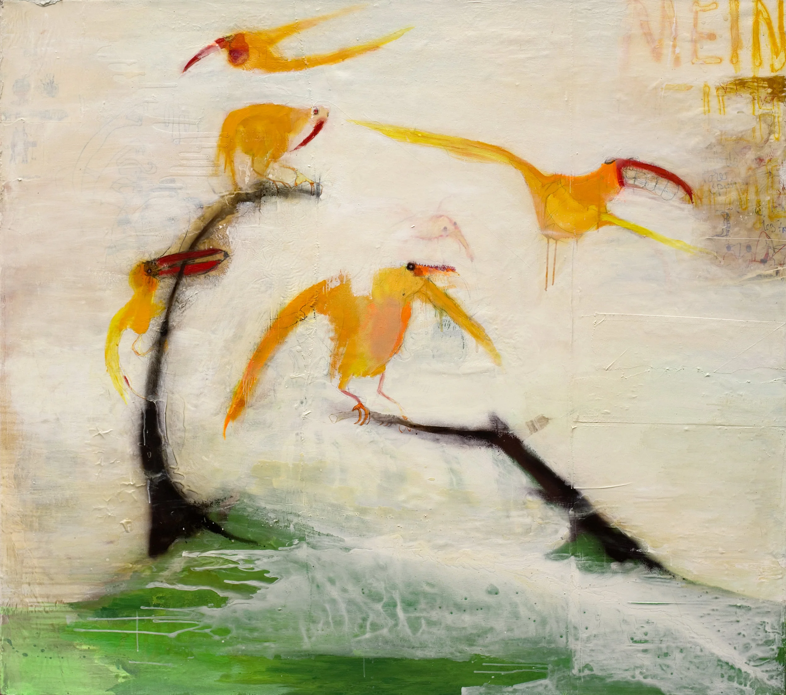 "Birds" 170 x 190 cm, mixed media on canvas