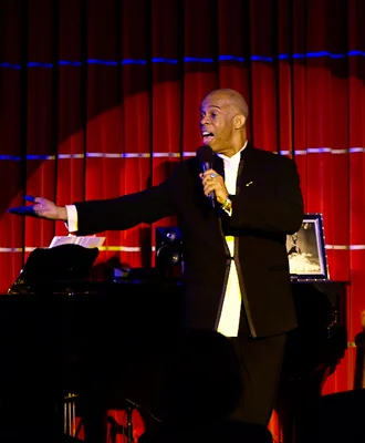 June 5th 2015, my cabaret "At Home And Abroad" at the Crazy Coqs, Brasserie Zédel, London - Philip Foster, Musical Director.
