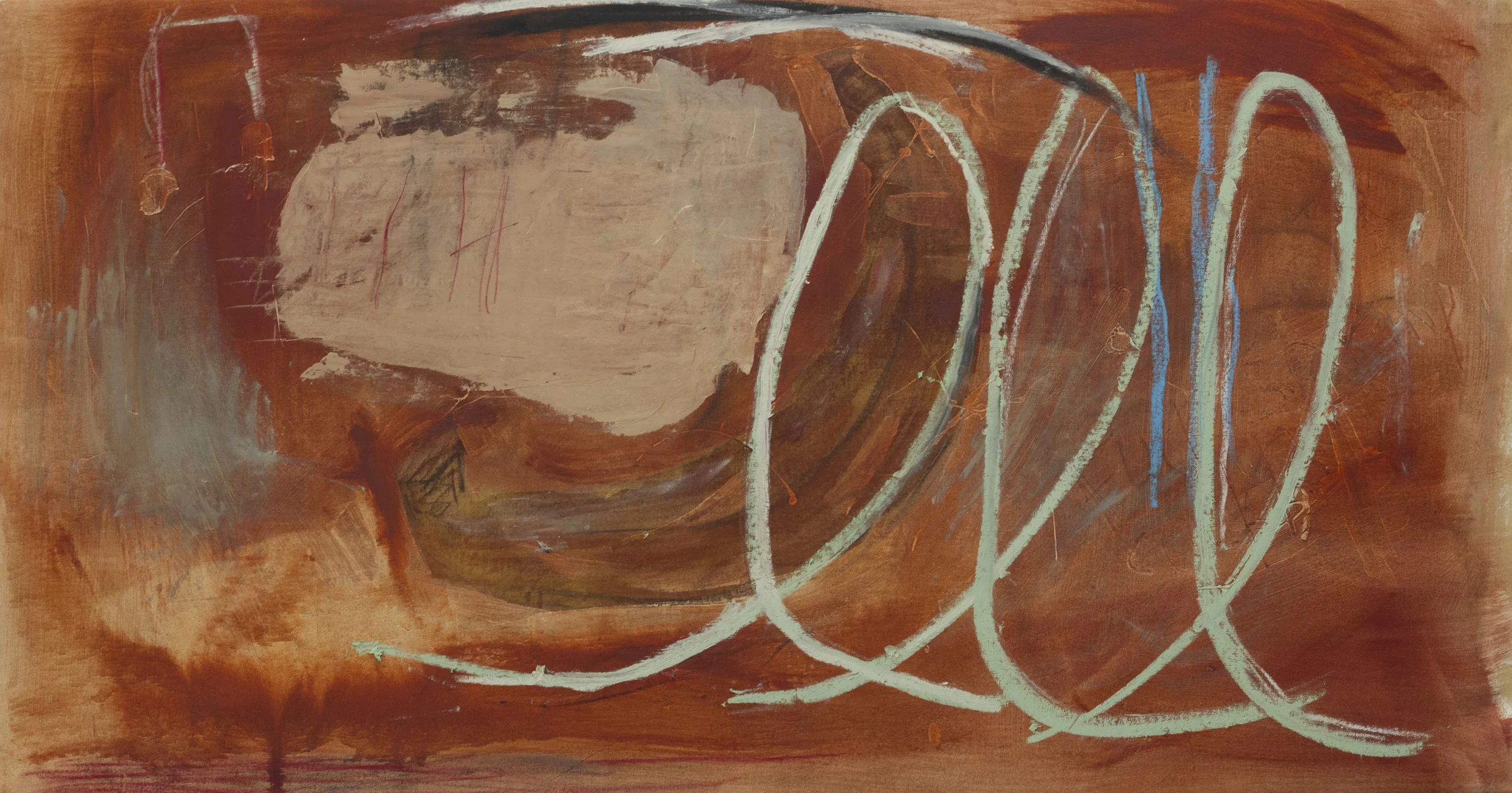 Intonation in Deaf Ears , 2015 30 x 58 Inches Oil, Charcoal, Pastel, Graphite, and Oil Stick on Canvas