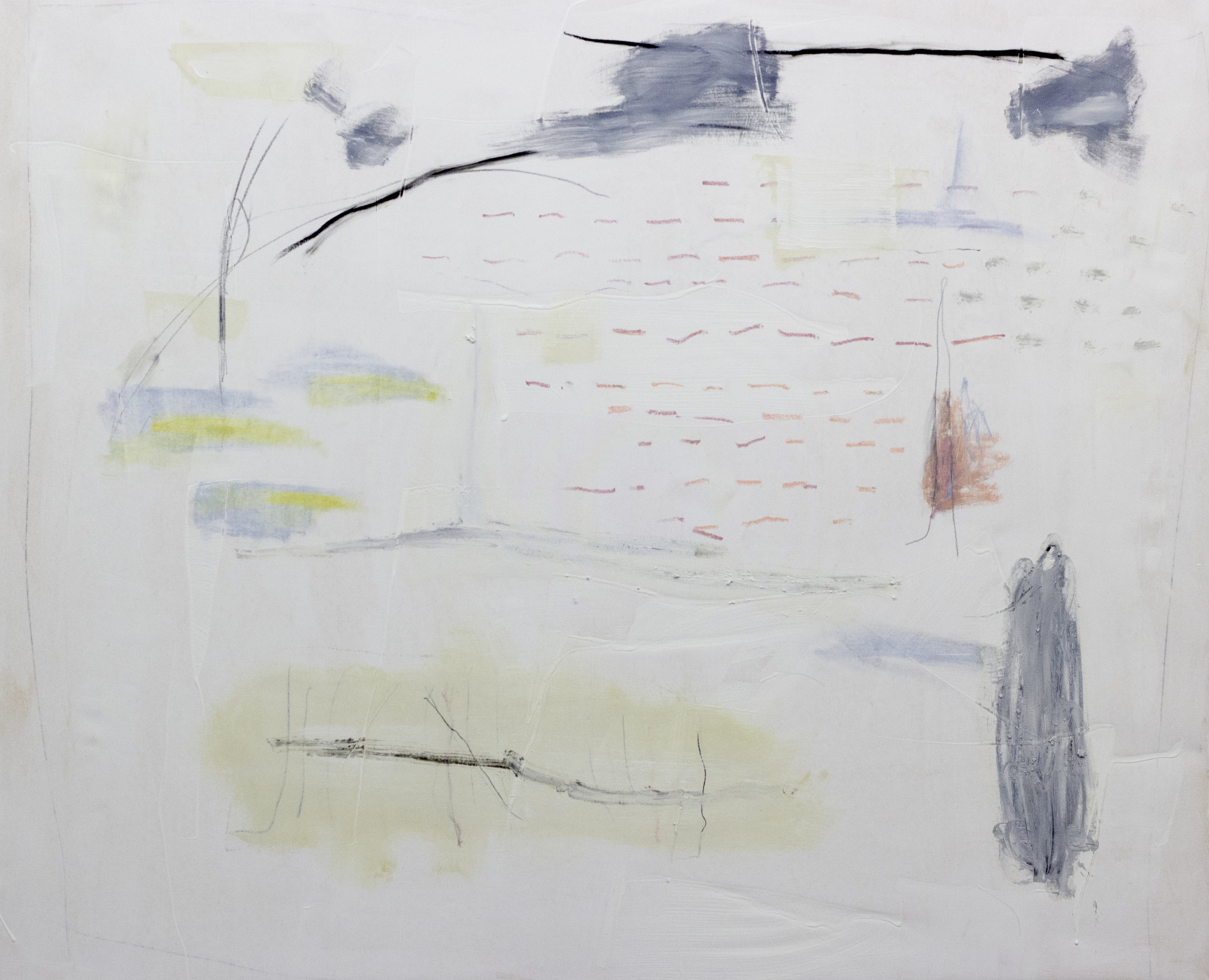   Waltz No. 1 , 2015  46 x 56 Inches  Acrylic, Oil, Graphite, Charcoal, Chalk Pastel, Crayon, and Oil Stick on Canvas  Private Collection 