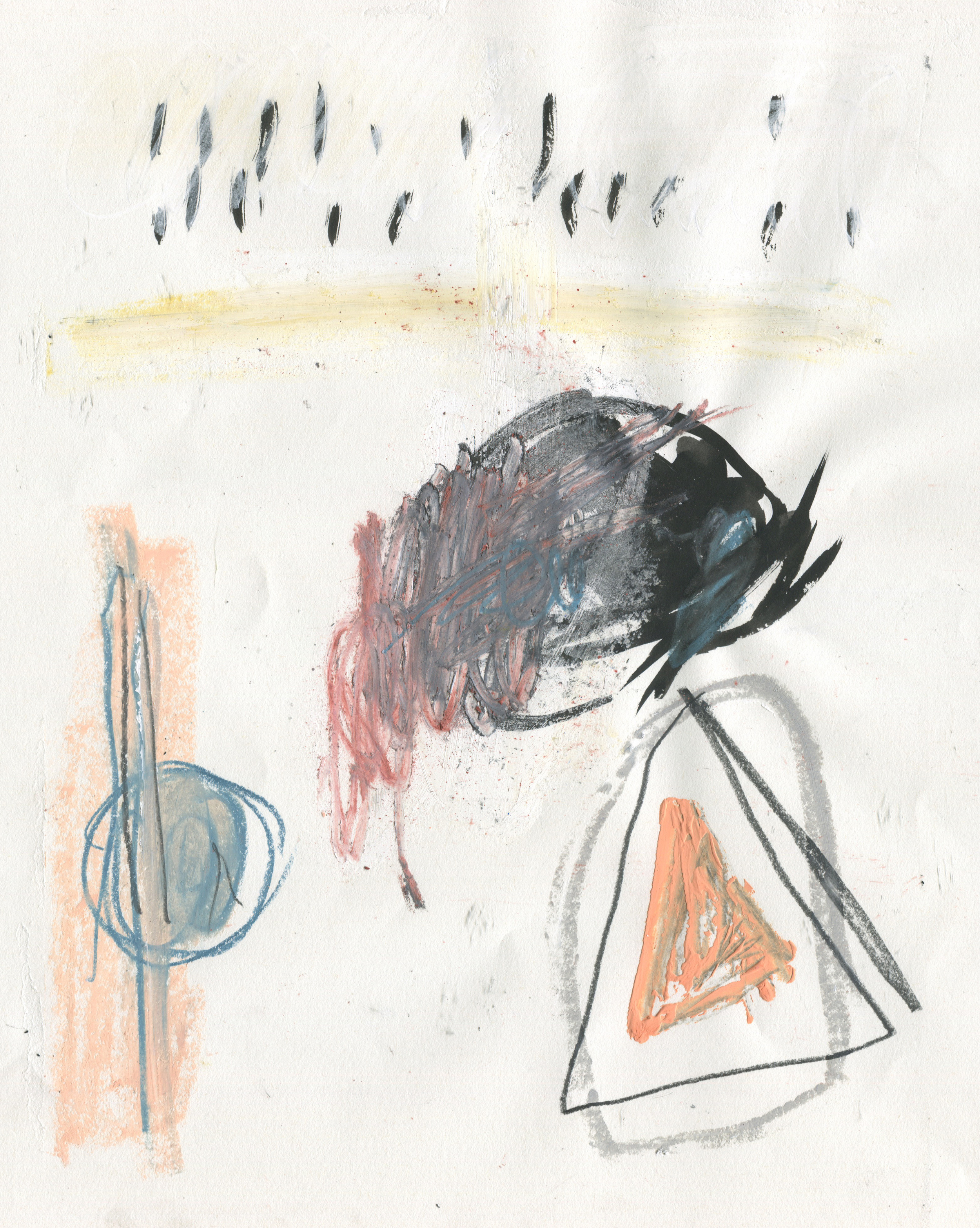   Formative Supposition , 2016  14 x 11 inches  Crayon, Ink, Graphite, Oil Pastel, Gouache and Chalk Pastel on Paper    