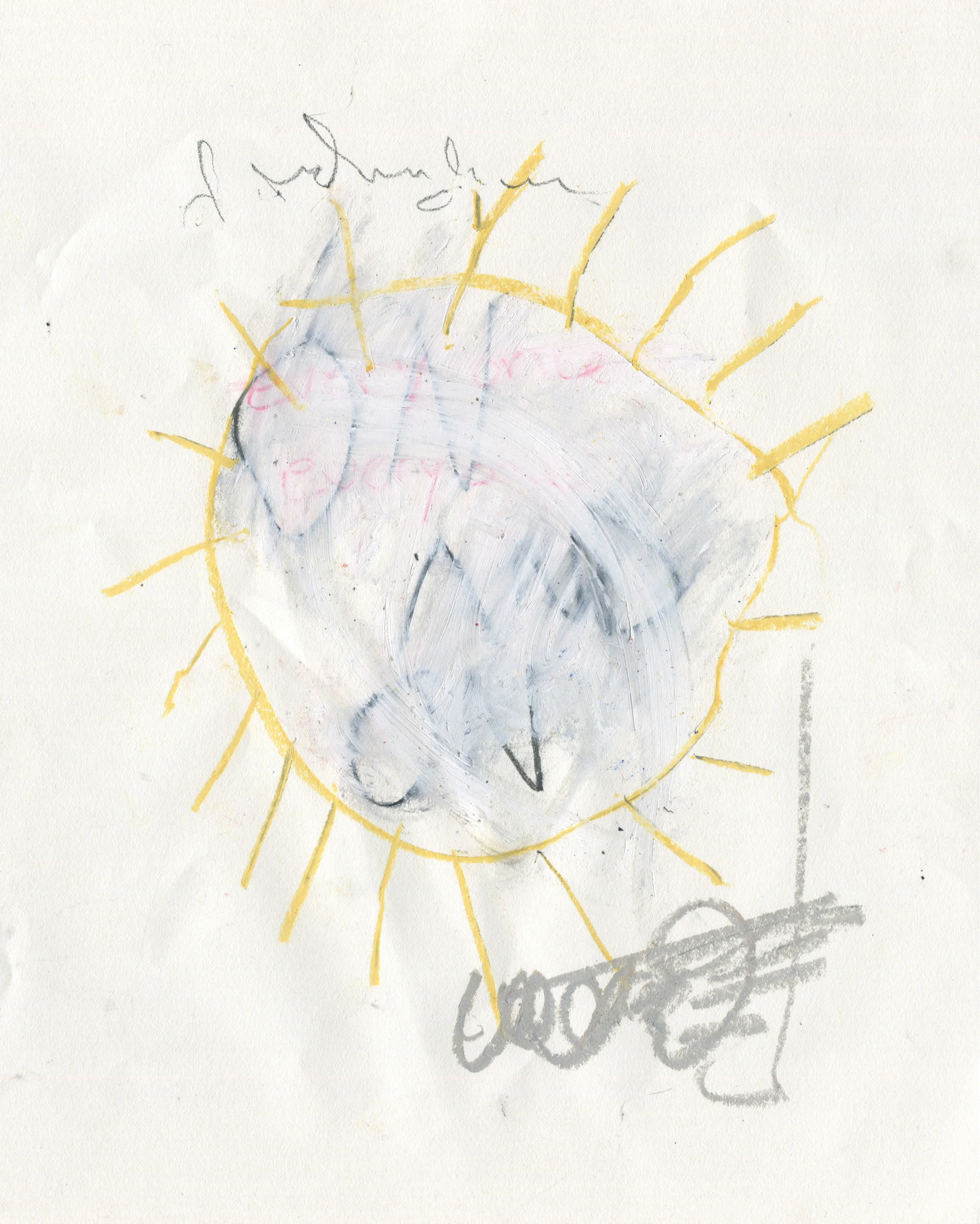 Somedays, It is Just the Clouds Hiding Behind the Sun , 2016 14 x 11 inches Crayon, Oil Pastel, Colored Pencil, Charcoal, and Graphite on Paper Private Collection