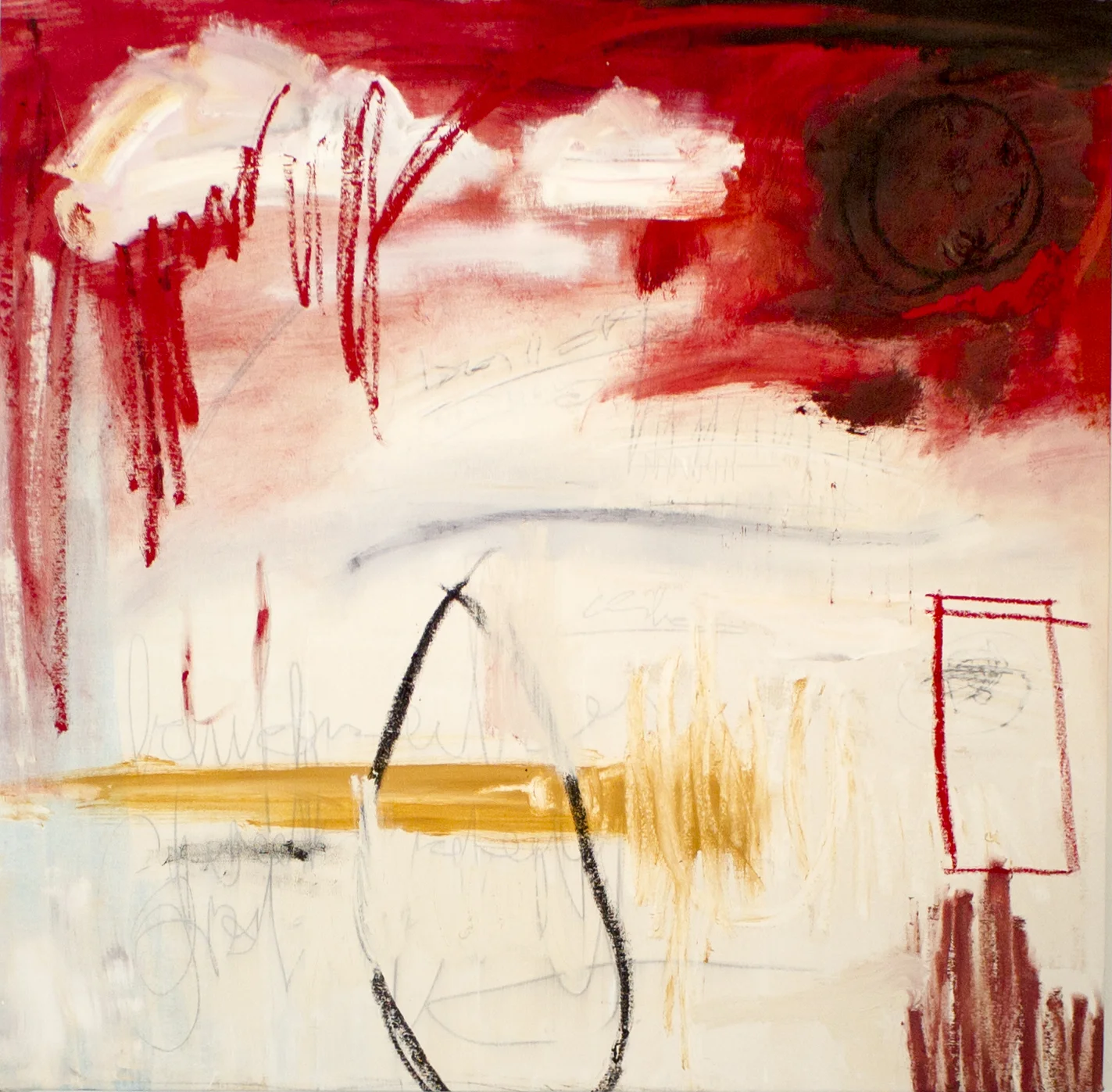 To Remember Losing Track of Time , 2016 46 x 46 Inches Oil, Acrylic, Graphite, Charcoal, Oil Stick, and Oil Pastel on Canvas Private Collection