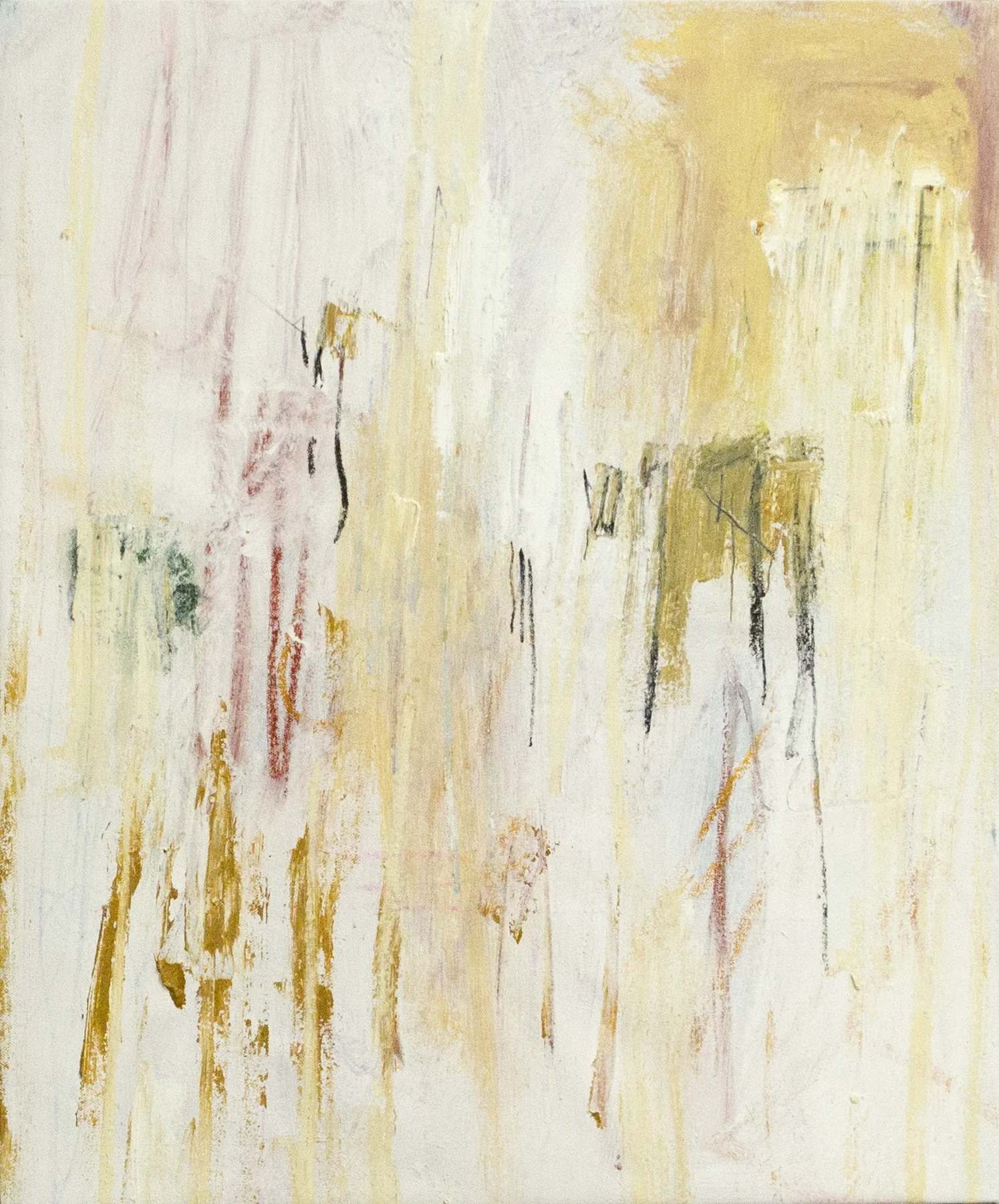 Chronophobia , 2018 24 x 20 Inches Oil, Acrylic, Oil Stick, Colored Pencil, Crayon, Graphite and Oil Pastel on Canvas